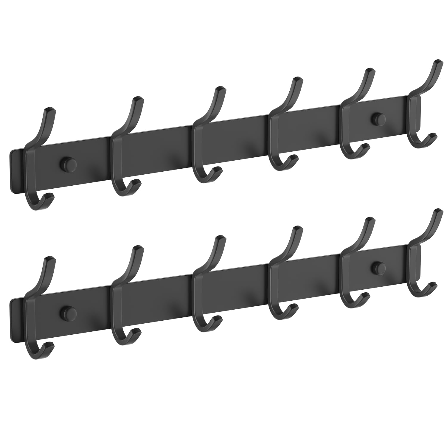 GWAAZXGZ Black Coat Rack Wall Mount - 15 Inch Arc Shaped Design with 6 Hooks for Hanging Coats, Bags, and Towels in Entryway, Livingroom, Bedroom, Bathroom, and Kitchen, 1 Pack