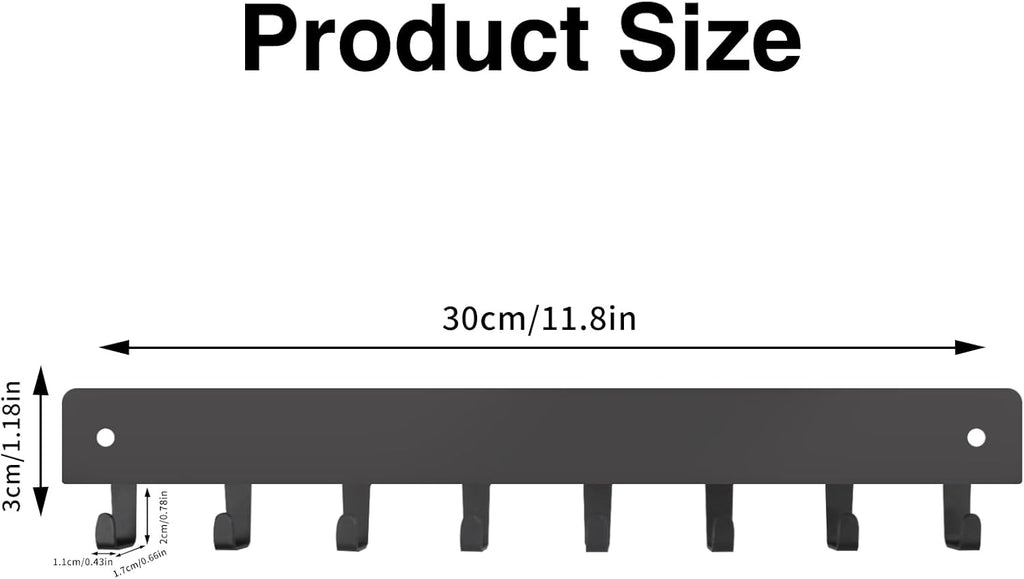 2 Pack Key Holder for Wall, Key Hooks with 8 Hooks, No Drilling Required, Self-Adhesive Key Holder, Hallway Wall Mount Keychain, Key Holder Wall Mount for Corridor, Living Room (Grey)
