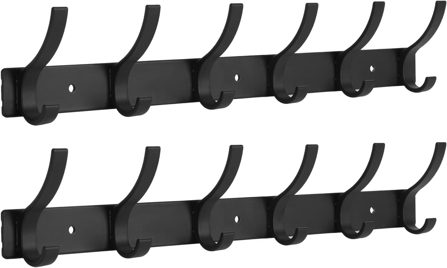 Optish Coat Rack Wall Mount, Wall Hooks for Hanging, Entry Coat Hooks Coat Hanger, Hat Rack Holder for Wall, Key Holder Purse Racks, Towel Rack for Bathrooms (2 Pack, Black)