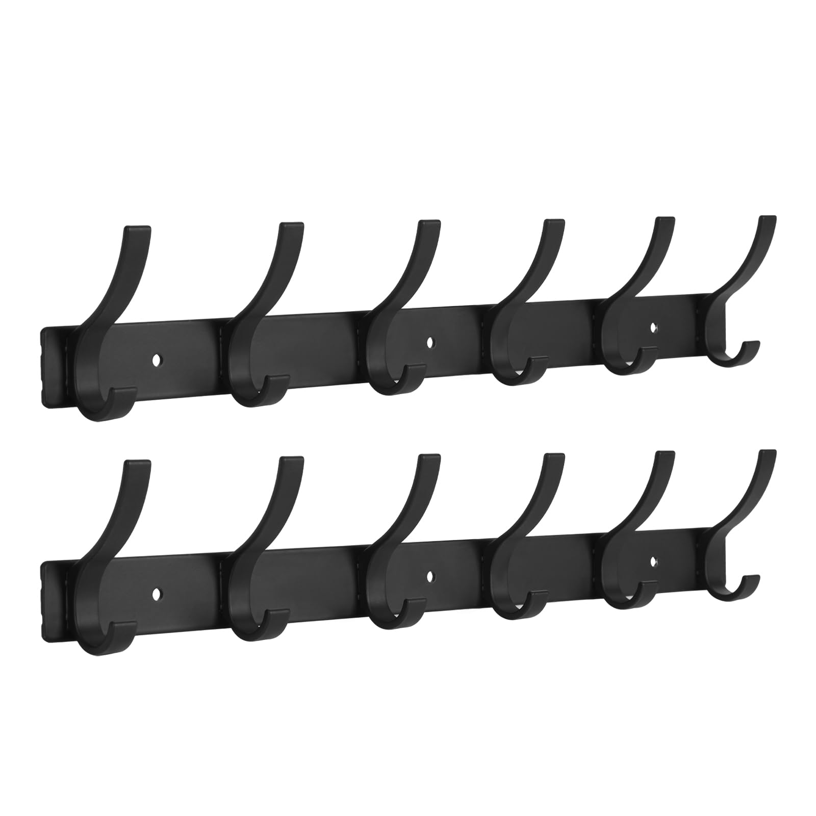 Optish Coat Rack Wall Mount, Wall Hooks for Hanging, Entry Coat Hooks Coat Hanger, Hat Rack Holder for Wall, Key Holder Purse Racks, Towel Rack for Bathrooms (2 Pack, Black)
