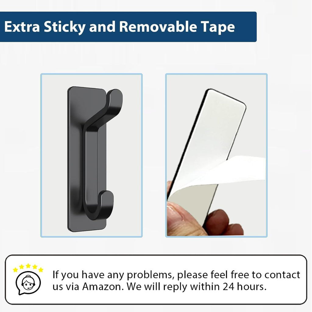 pickpiff Wall Hooks for Coat and Towel: 13LB Strong Adhesive Door Hanger Stick on, Black 4 Pack