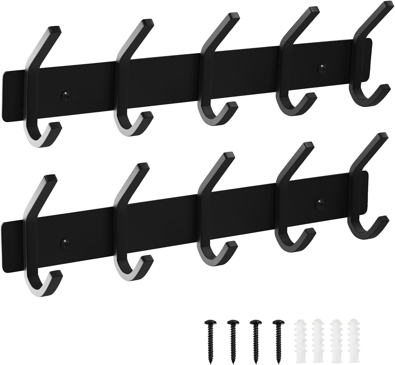 VAEHOLD Silvery Hat and Coat Wall Mount Rack - 5 Hooks for Robes, Bags, Keys, and Towels - Bathroom Towel Hanger Organizer (1 Pack)