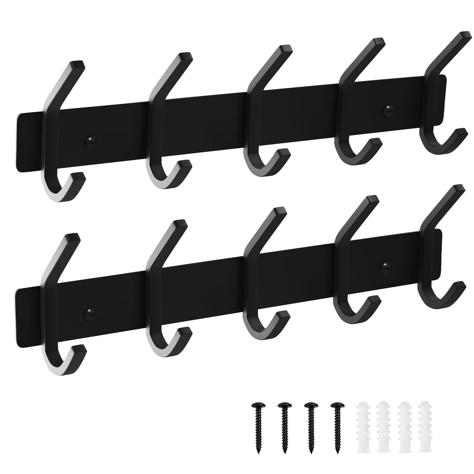 VAEHOLD Silvery Hat and Coat Wall Mount Rack - 5 Hooks for Robes, Bags, Keys, and Towels - Bathroom Towel Hanger Organizer (1 Pack)