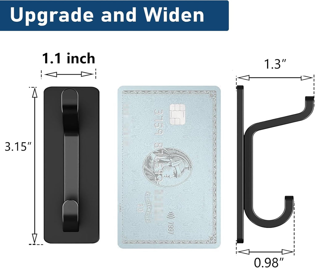 pickpiff Wall Hooks for Coat and Towel: 13LB Strong Adhesive Door Hanger Stick on, Black 4 Pack