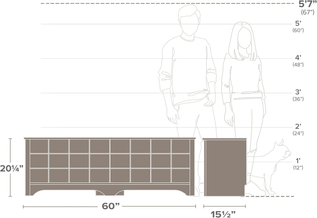 Prepac White Hall Bench with Storage and Seating: 24-Shoe Cubby Bench, Ideal White Shoe Rack for Entryway, Sized 15.5" D x 60" W x 20.25" H