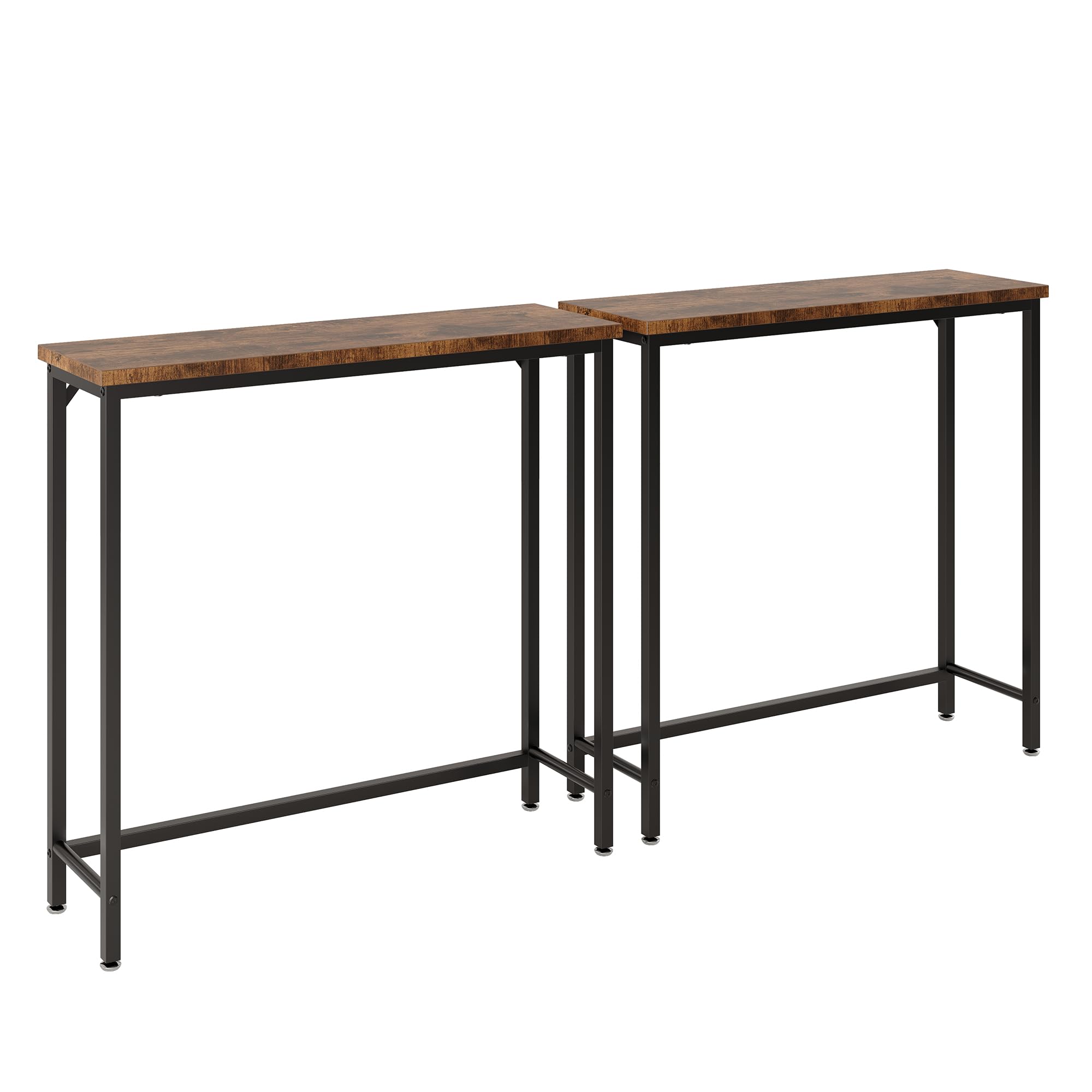 Narrow Console Table for Entryway with One-Piece Desktop (No Splicing), Slim Sofa Table Behind Couch, Thin Hallway Table for Small Spaces, Living Room Bedroom Office, Brown