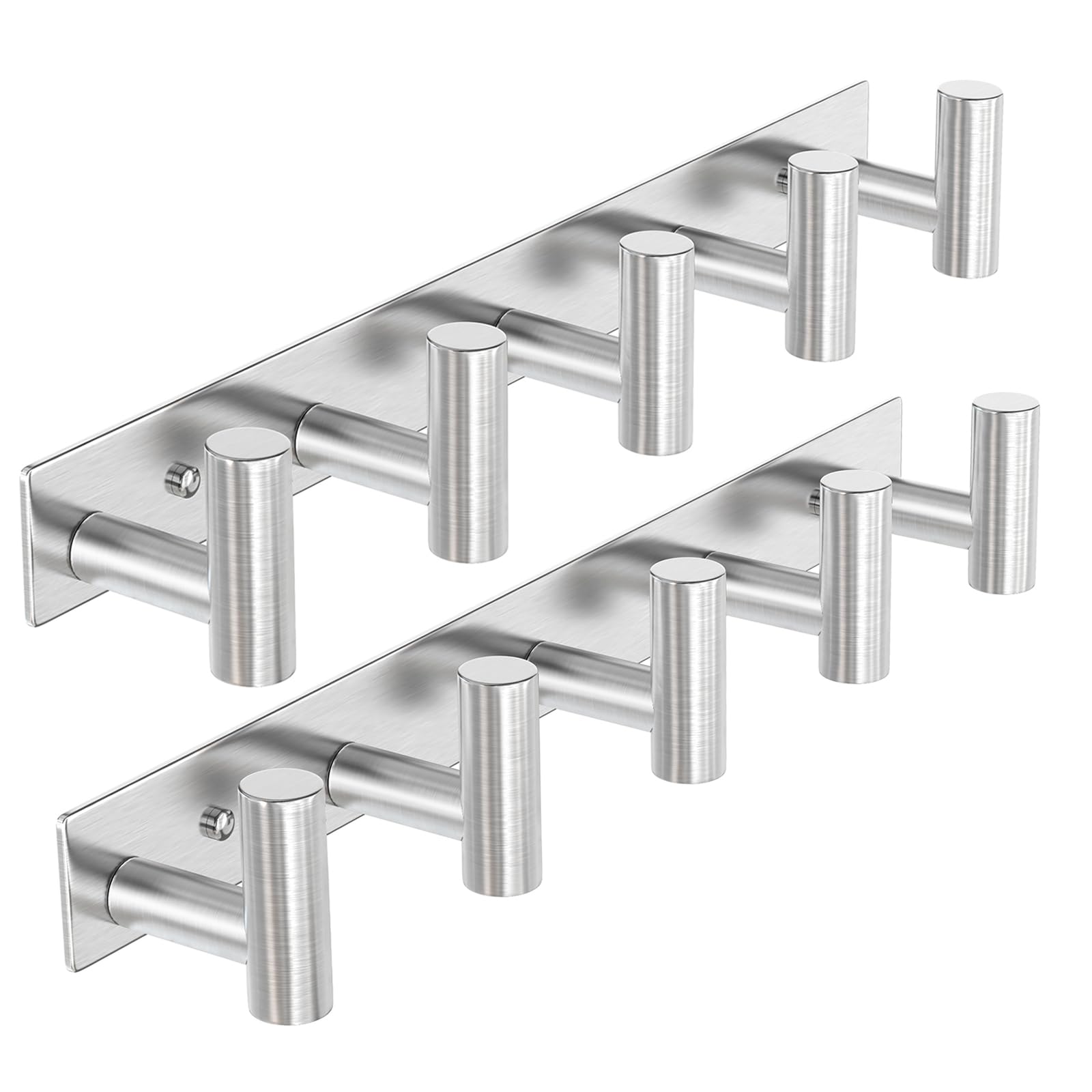 VAEHOLD Silvery Hat and Coat Wall Mount Rack - 5 Hooks for Robes, Bags, Keys, and Towels - Bathroom Towel Hanger Organizer (1 Pack)