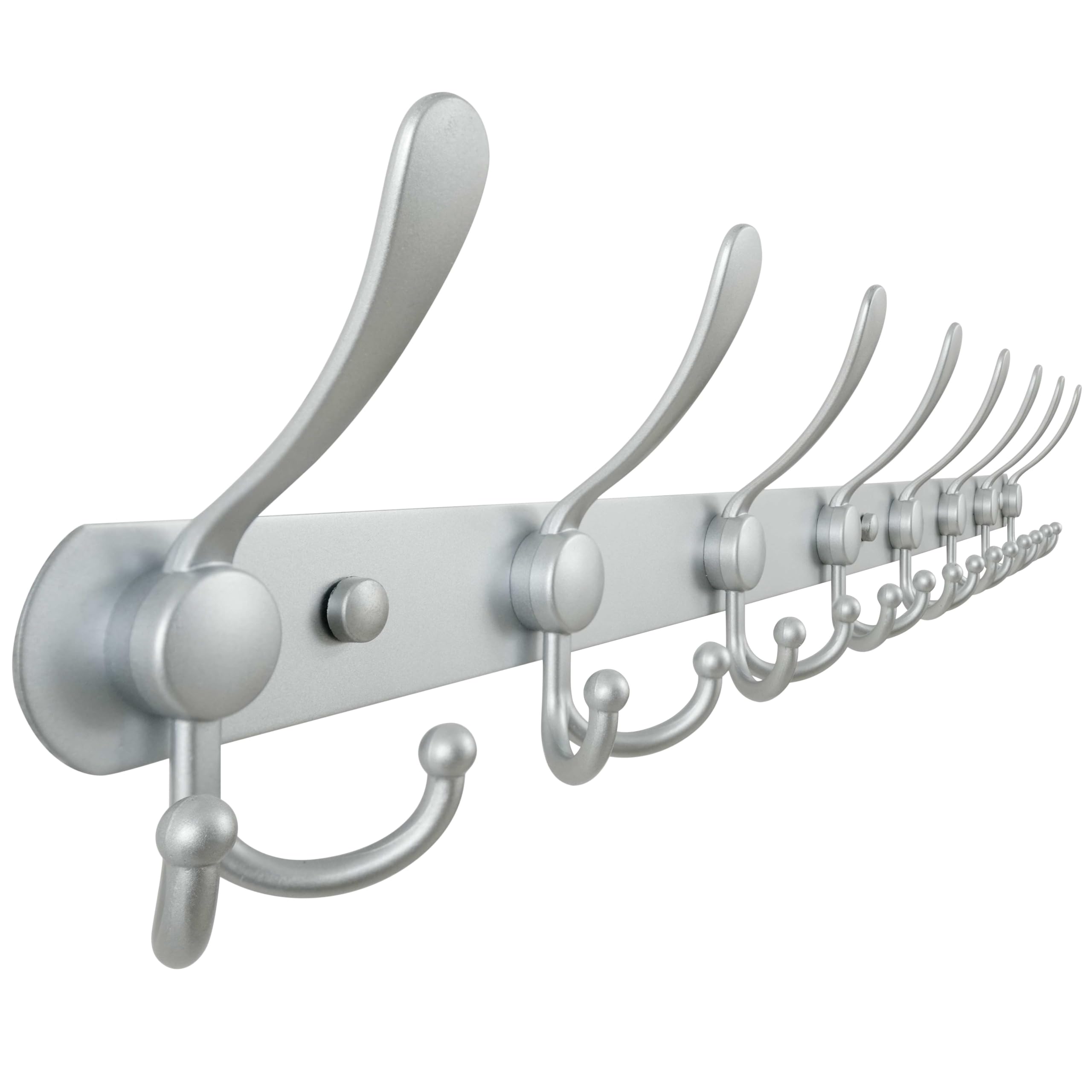 Dseap Coat Rack Wall Mounted - 5 Tri Hooks, Heavy Duty, Stainless Steel, Metal Coat Hook Rail for Coat Hat Towel Purse Robes Mudroom Bathroom Entryway (Black, 2 Packs)