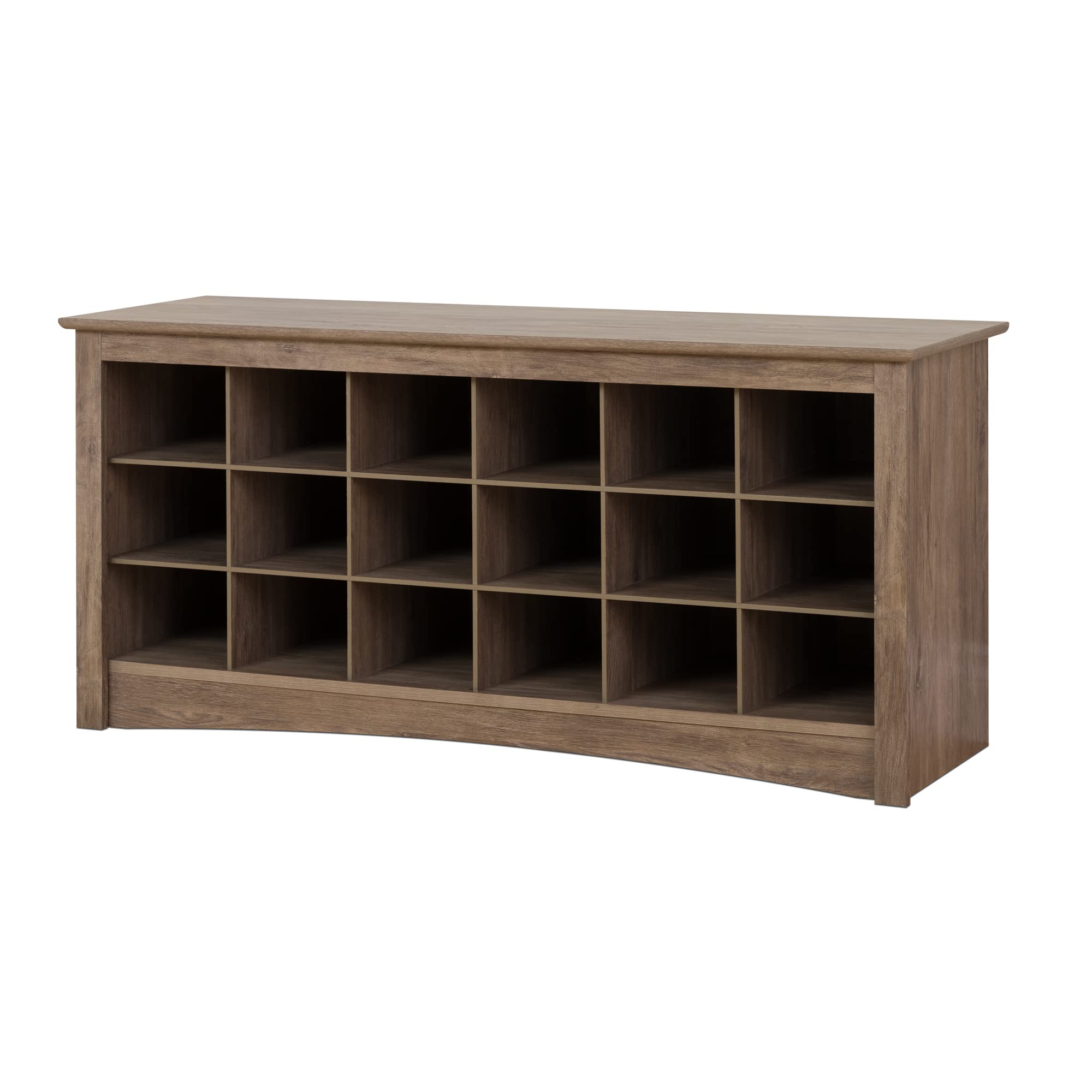 Prepac White Hall Bench with Storage and Seating: 24-Shoe Cubby Bench, Ideal White Shoe Rack for Entryway, Sized 15.5" D x 60" W x 20.25" H