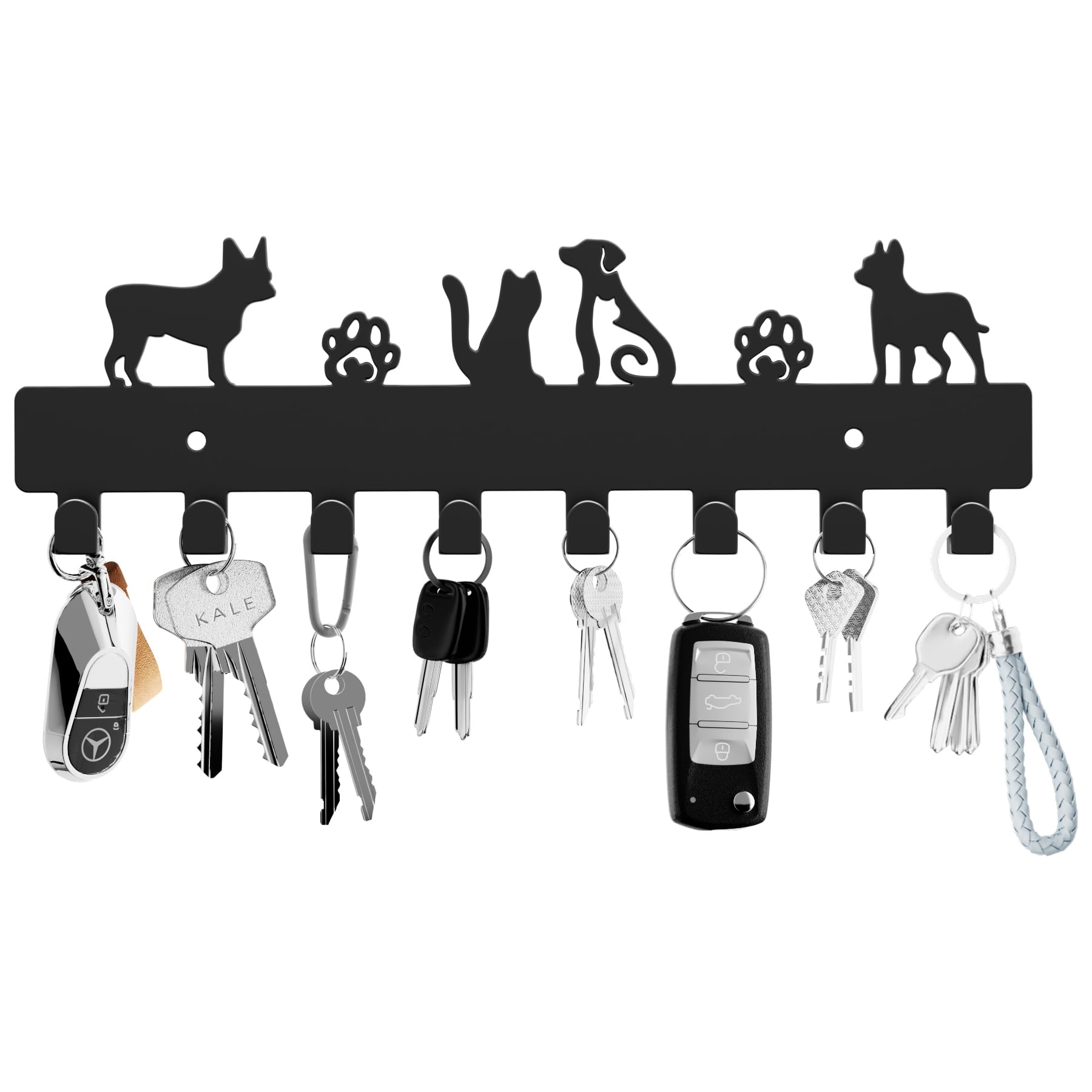 GTK Key Holder for Wall, Key Hooks with 6 Hooks, Wall Mounted Key Holder for Hallway, Self Adhesive Key Rack(Black)