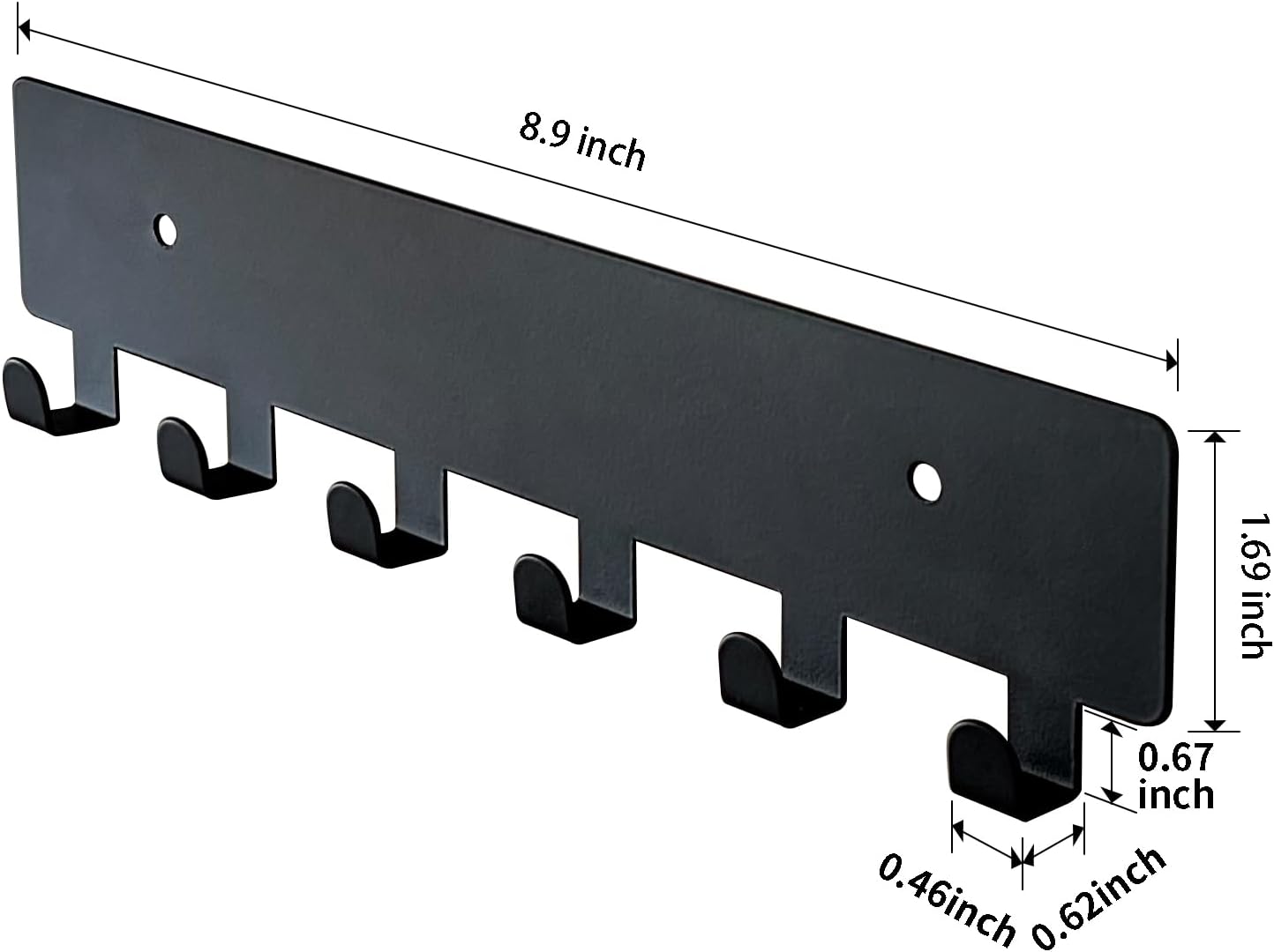 GTK Key Holder for Wall, Key Hooks with 6 Hooks, Wall Mounted Key Holder for Hallway, Self Adhesive Key Rack(Black)