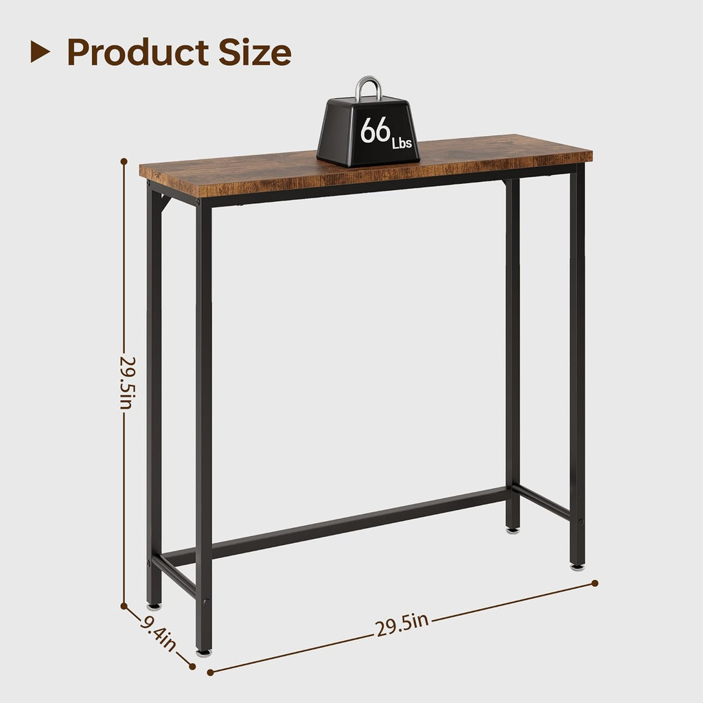 Narrow Console Table for Entryway with One-Piece Desktop (No Splicing), Slim Sofa Table Behind Couch, Thin Hallway Table for Small Spaces, Living Room Bedroom Office, Brown