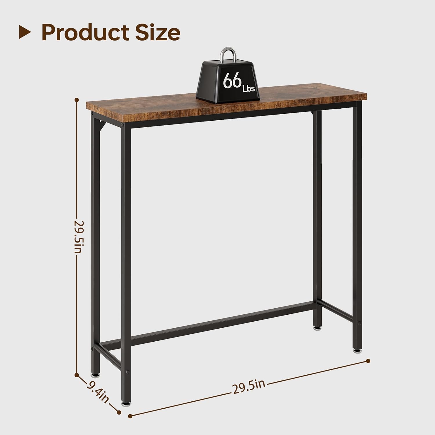 Narrow Console Table for Entryway with One-Piece Desktop (No Splicing), Slim Sofa Table Behind Couch, Thin Hallway Table for Small Spaces, Living Room Bedroom Office, Brown