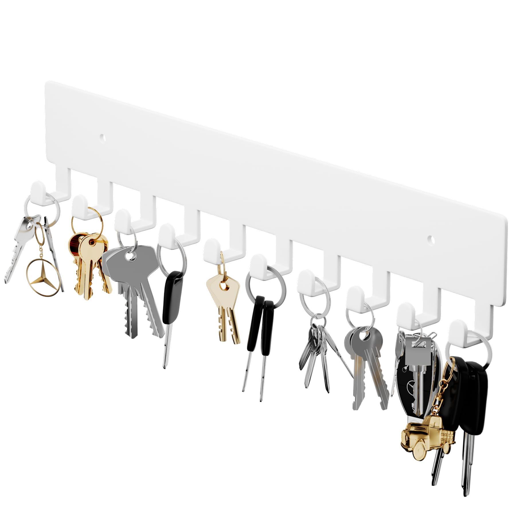 GTK Key Holder for Wall, Key Hooks with 10 Hooks, Wall Mounted Key Holder for Hallway, Self Adhesive Key Rack(Black)