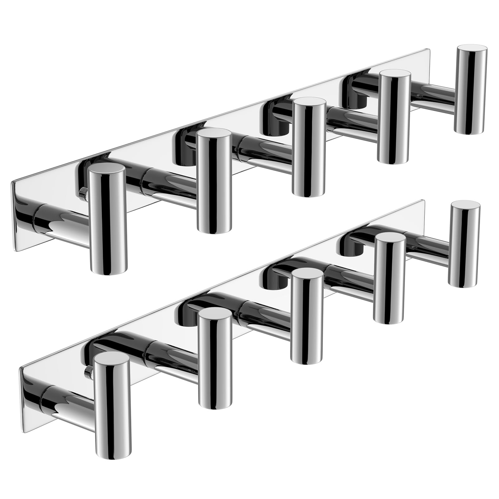 VAEHOLD Silvery Hat and Coat Wall Mount Rack - 5 Hooks for Robes, Bags, Keys, and Towels - Bathroom Towel Hanger Organizer (1 Pack)