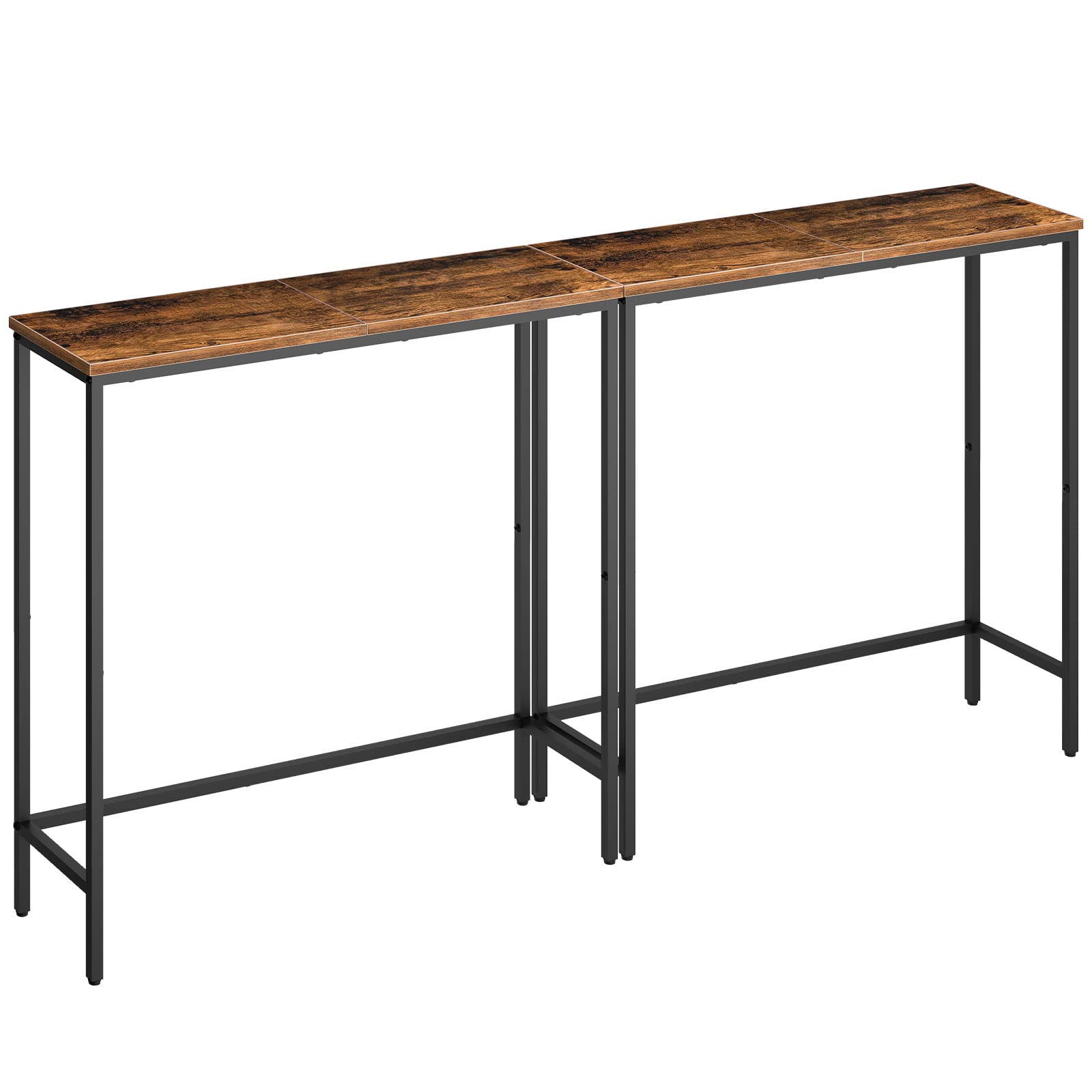 HOOBRO Narrow Console Table, 29.5" Small Entryway Table, Thin Sofa Side Display Table, for Hallway, Bedroom, Living Room, Foyer, Rustic Brown and Black BF75XG01
