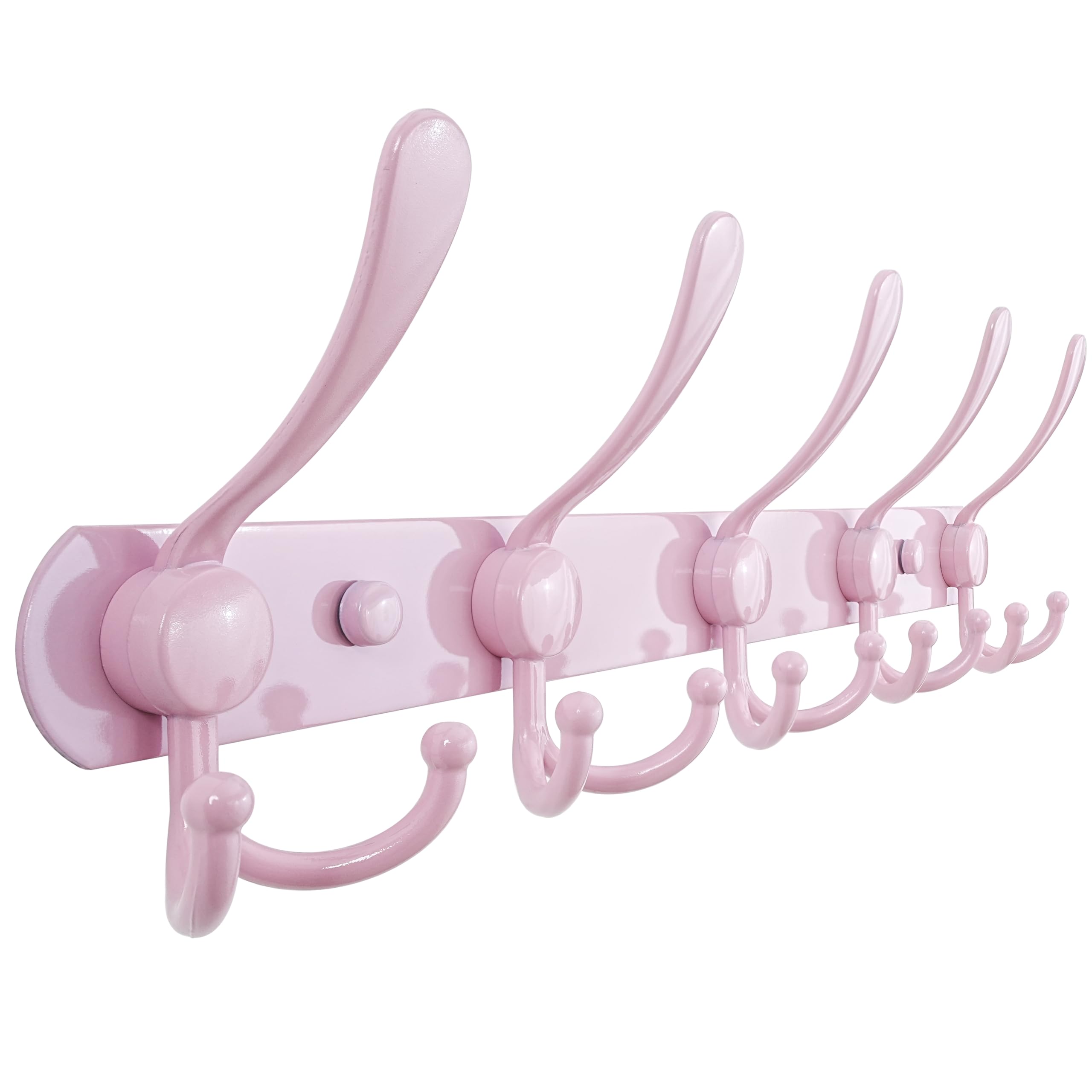 Dseap Coat Rack Wall Mounted - 5 Tri Hooks, Heavy Duty, Stainless Steel, Metal Coat Hook Rail for Coat Hat Towel Purse Robes Mudroom Bathroom Entryway (Black, 2 Packs)