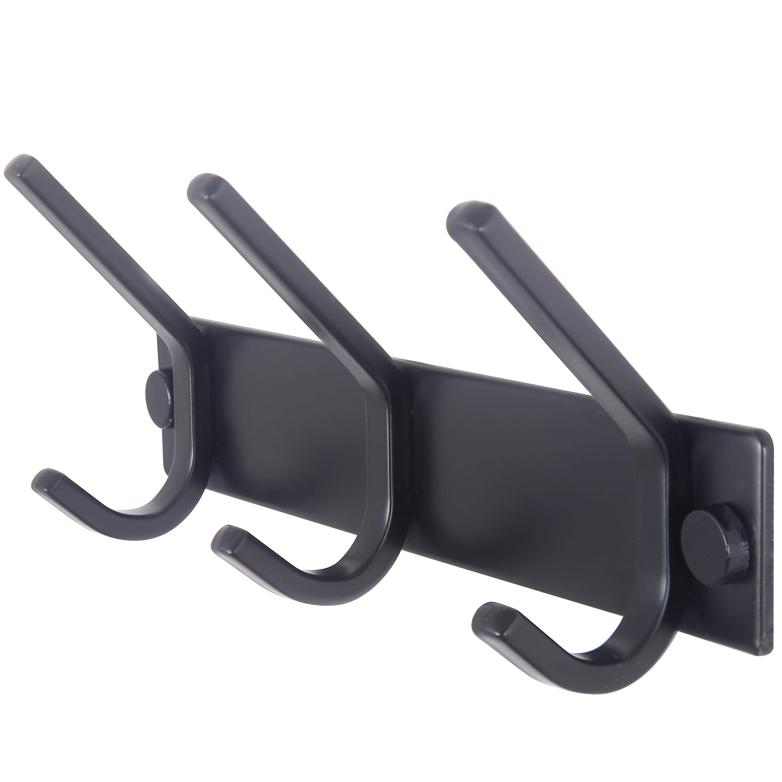 WEBI Coat Rack Wall Mounted,17-1/8 Inch Hooks for Hanging Coats,Heavy Duty Metal Hook Rail with 6 Double Dual Hooks Hanger Wall Mount for Purse Clothes Jacket Backpack Entryway,Black