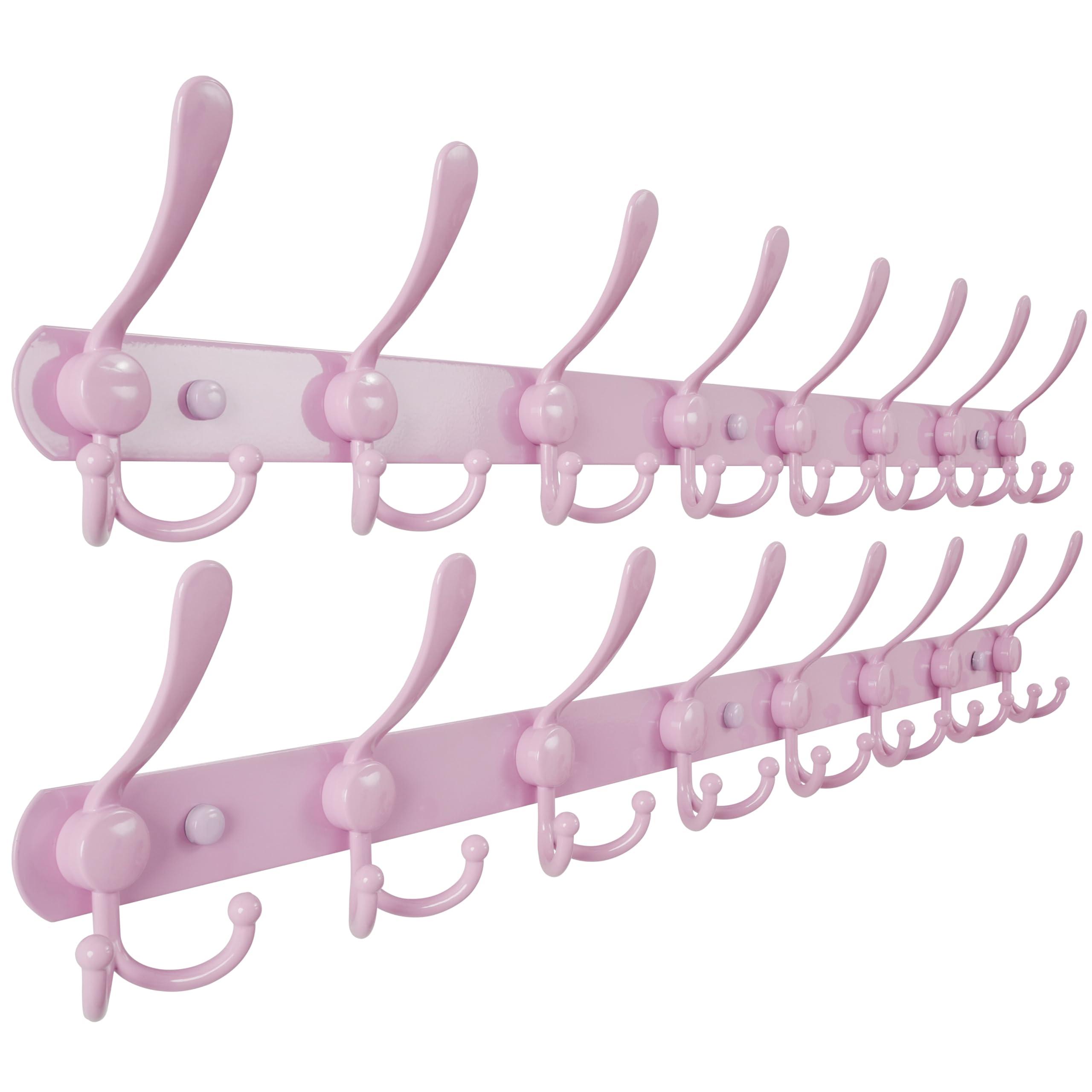 Dseap Coat Rack Wall Mounted - 5 Tri Hooks, Heavy Duty, Stainless Steel, Metal Coat Hook Rail for Coat Hat Towel Purse Robes Mudroom Bathroom Entryway (Black, 2 Packs)