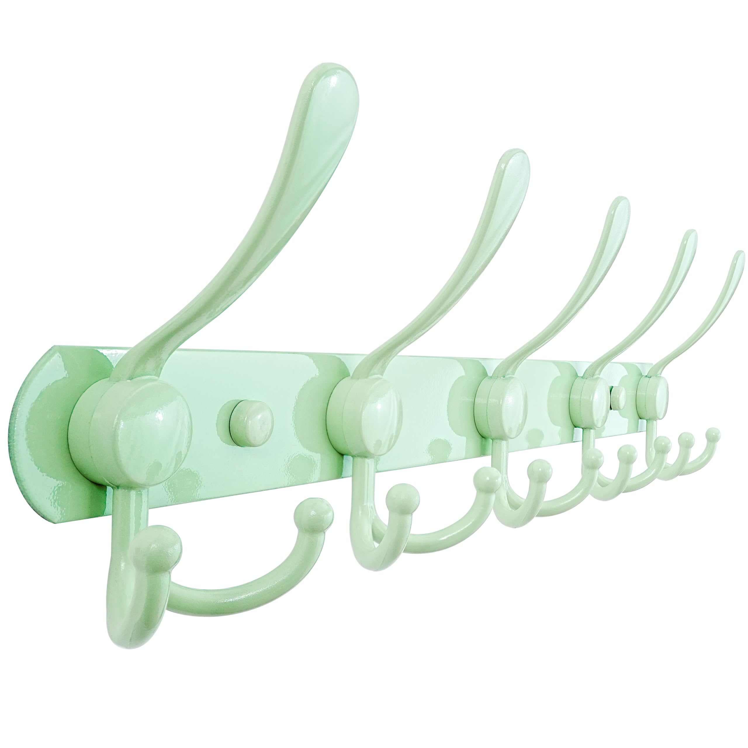 Dseap Coat Rack Wall Mounted - 5 Tri Hooks, Heavy Duty, Stainless Steel, Metal Coat Hook Rail for Coat Hat Towel Purse Robes Mudroom Bathroom Entryway (Black, 2 Packs)