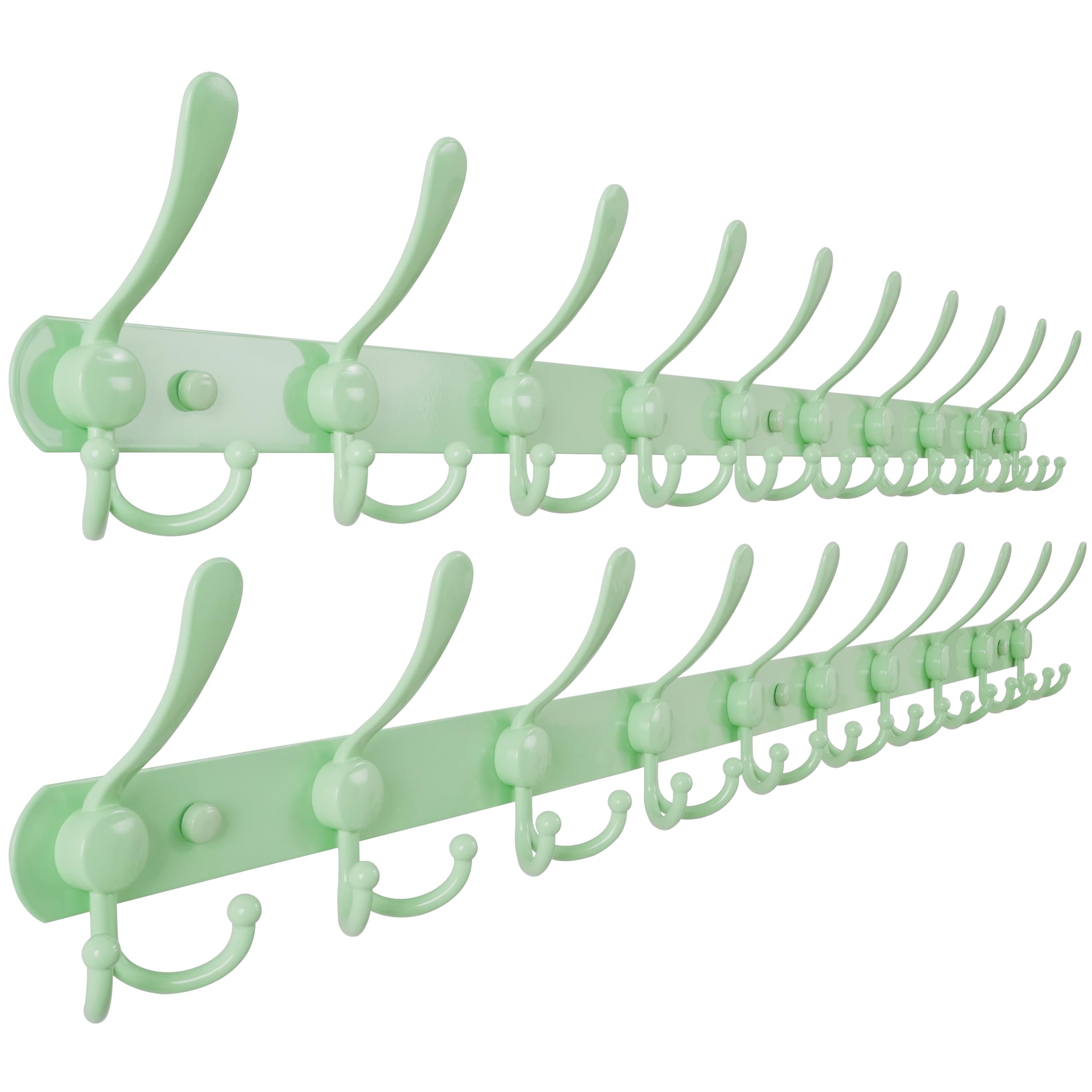 Dseap Coat Rack Wall Mounted - 5 Tri Hooks, Heavy Duty, Stainless Steel, Metal Coat Hook Rail for Coat Hat Towel Purse Robes Mudroom Bathroom Entryway (Black, 2 Packs)