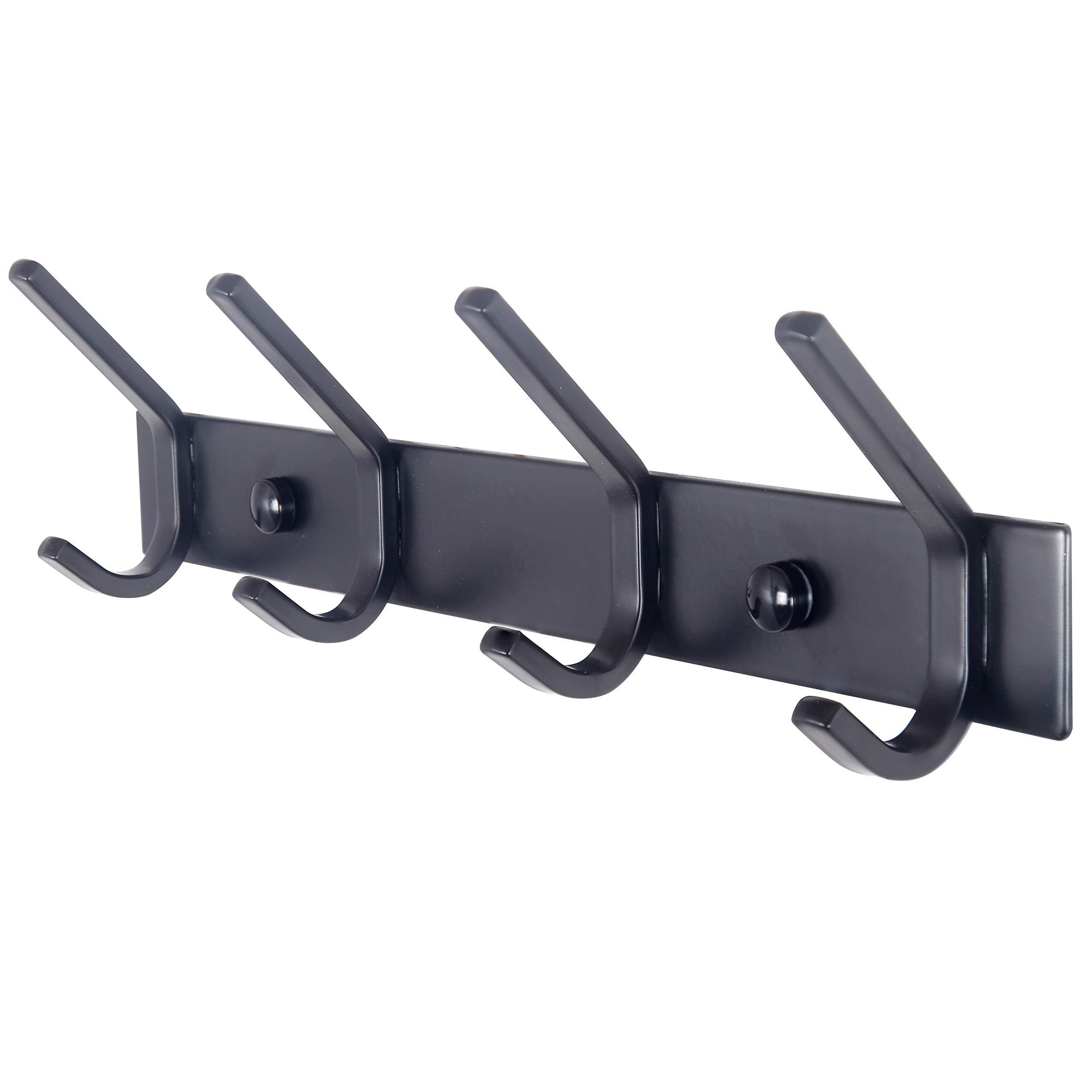 WEBI Coat Rack Wall Mounted,17-1/8 Inch Hooks for Hanging Coats,Heavy Duty Metal Hook Rail with 6 Double Dual Hooks Hanger Wall Mount for Purse Clothes Jacket Backpack Entryway,Black