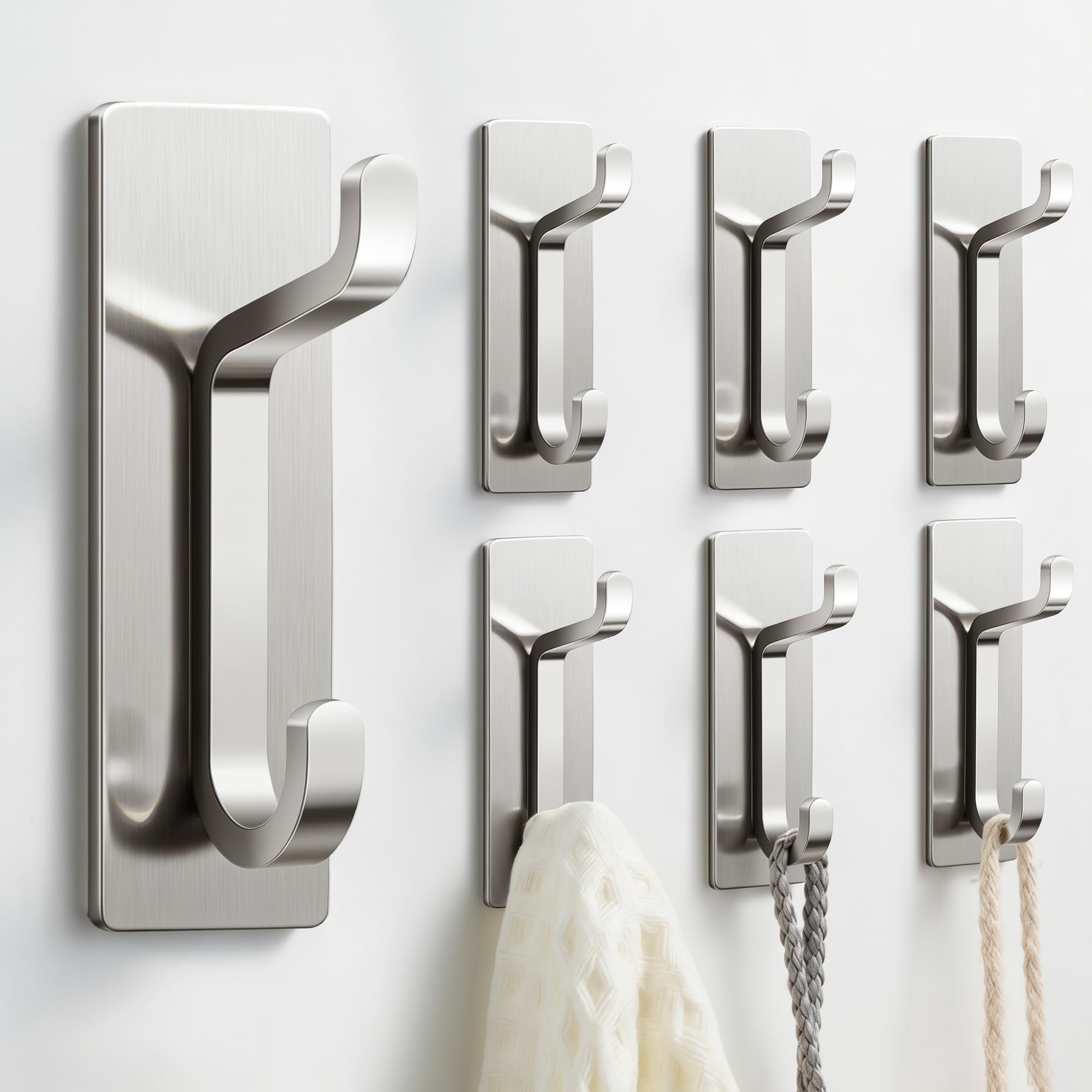 pickpiff Wall Hooks for Coat and Towel: 13LB Strong Adhesive Door Hanger Stick on, Black 4 Pack