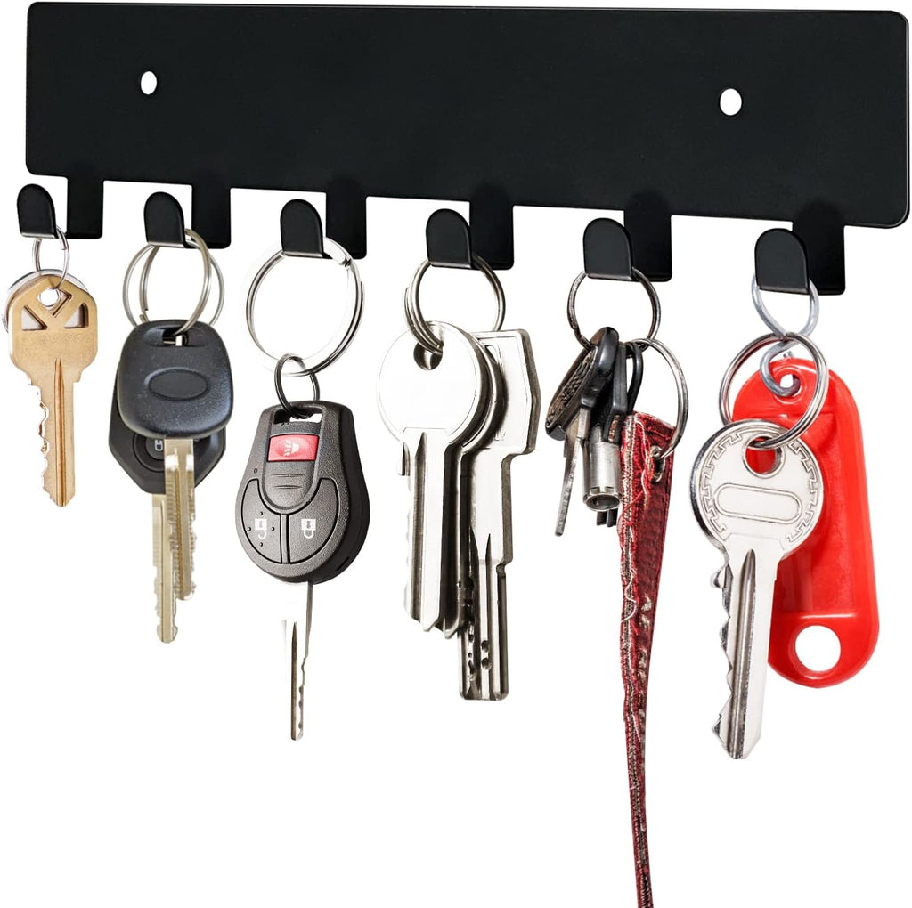 GTK Key Holder for Wall, Key Hooks with 6 Hooks, Wall Mounted Key Holder for Hallway, Self Adhesive Key Rack(Black)
