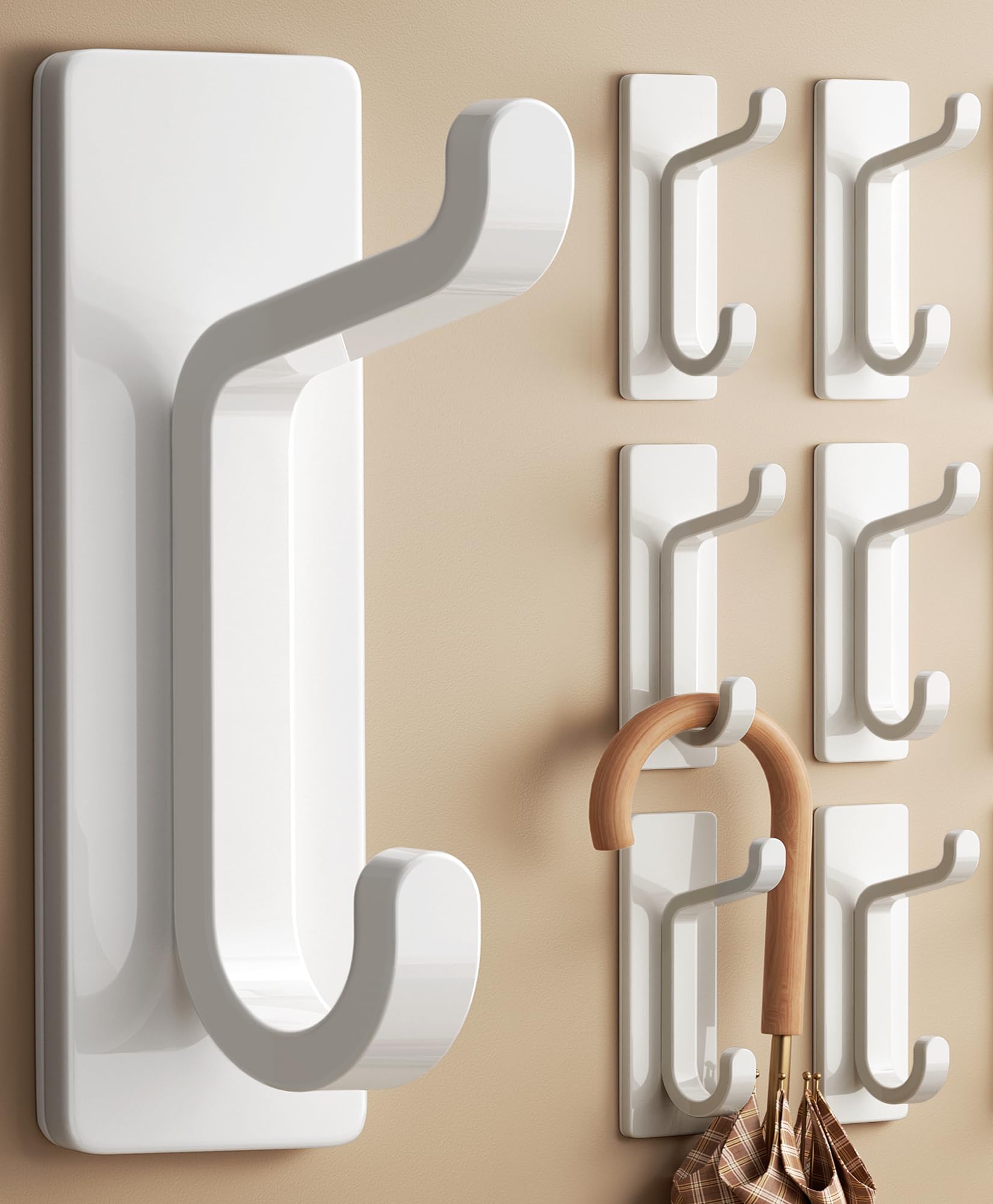 pickpiff Wall Hooks for Coat and Towel: 13LB Strong Adhesive Door Hanger Stick on, Black 4 Pack