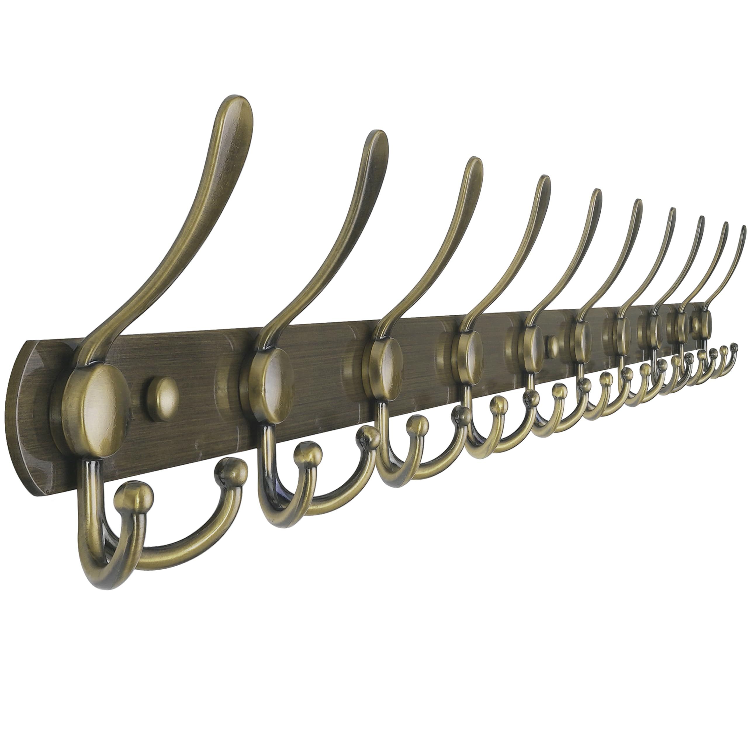 Dseap Coat Rack Wall Mounted - 5 Tri Hooks, Heavy Duty, Stainless Steel, Metal Coat Hook Rail for Coat Hat Towel Purse Robes Mudroom Bathroom Entryway (Black, 2 Packs)