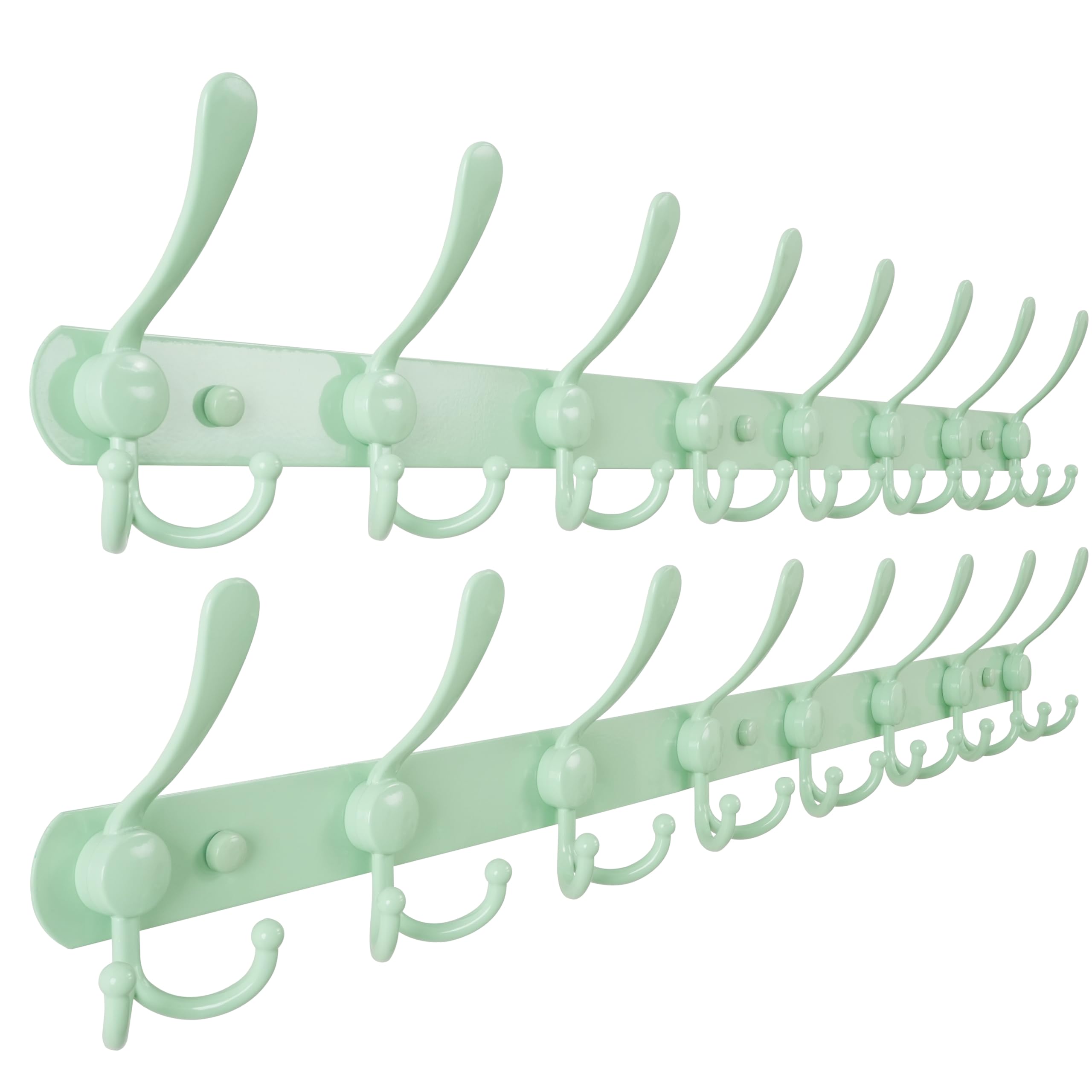 Dseap Coat Rack Wall Mounted - 5 Tri Hooks, Heavy Duty, Stainless Steel, Metal Coat Hook Rail for Coat Hat Towel Purse Robes Mudroom Bathroom Entryway (Black, 2 Packs)