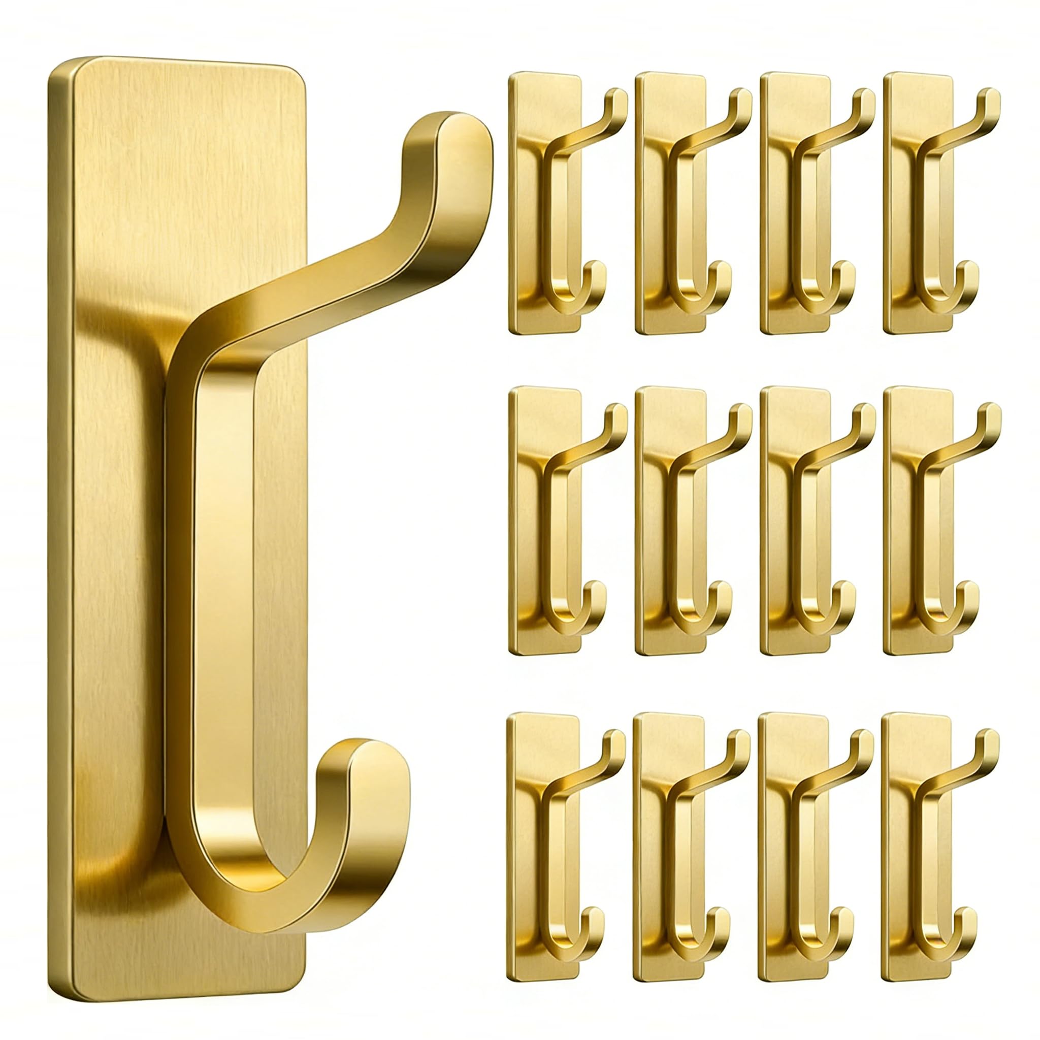 pickpiff Wall Hooks for Coat and Towel: 13LB Strong Adhesive Door Hanger Stick on, Black 4 Pack