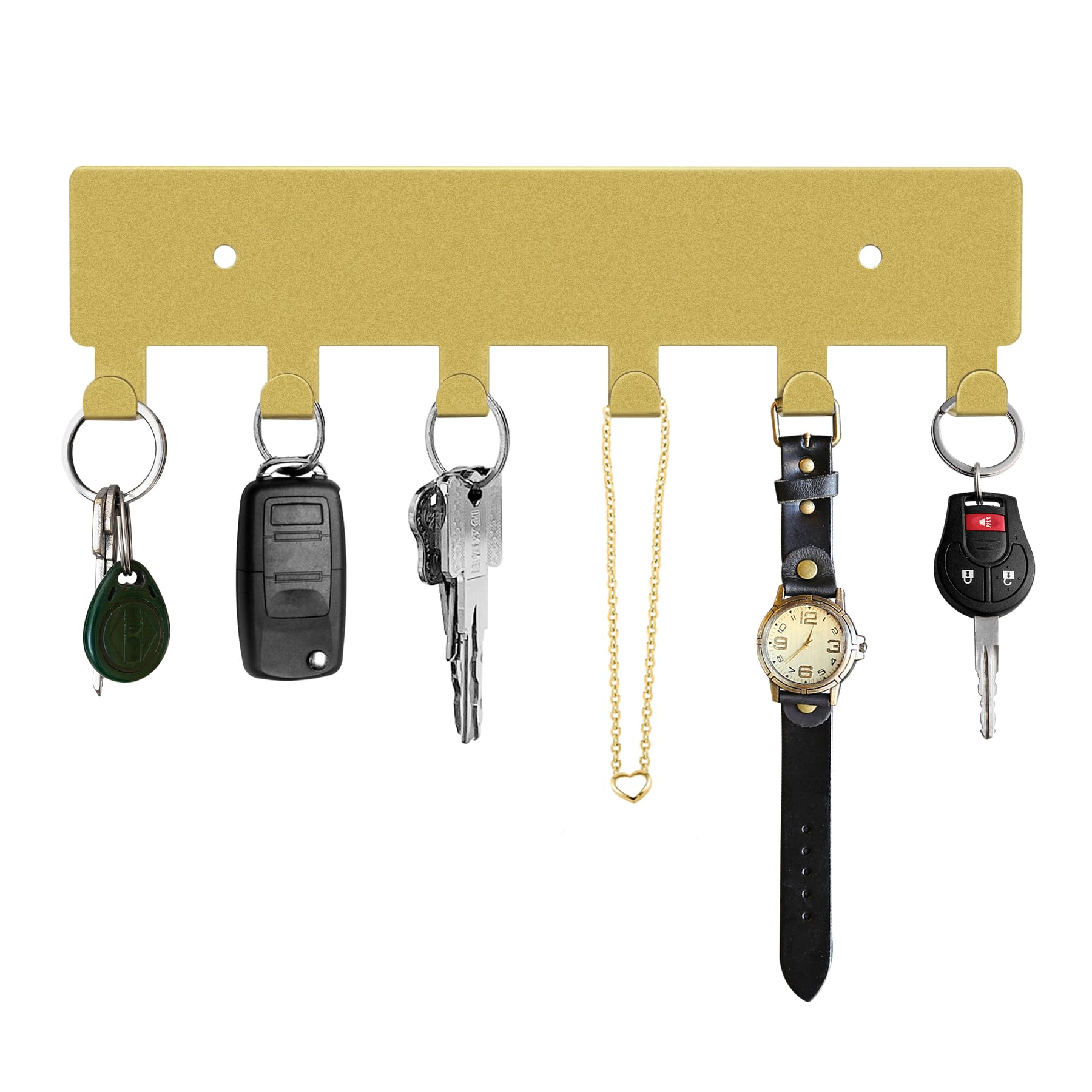 GTK Key Holder for Wall, Key Hooks with 6 Hooks, Wall Mounted Key Holder for Hallway, Self Adhesive Key Rack(Black)