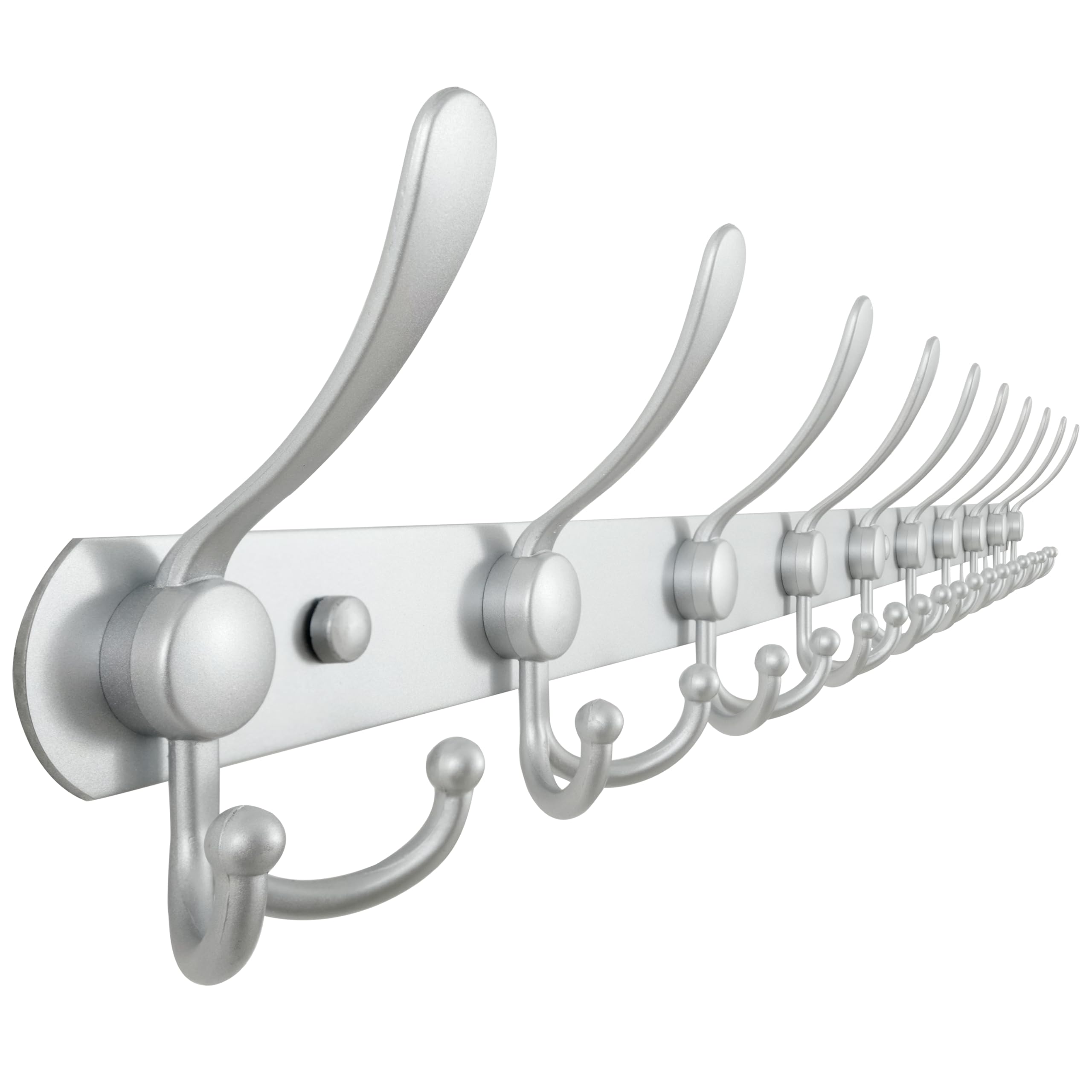 Dseap Coat Rack Wall Mounted - 5 Tri Hooks, Heavy Duty, Stainless Steel, Metal Coat Hook Rail for Coat Hat Towel Purse Robes Mudroom Bathroom Entryway (Black, 2 Packs)