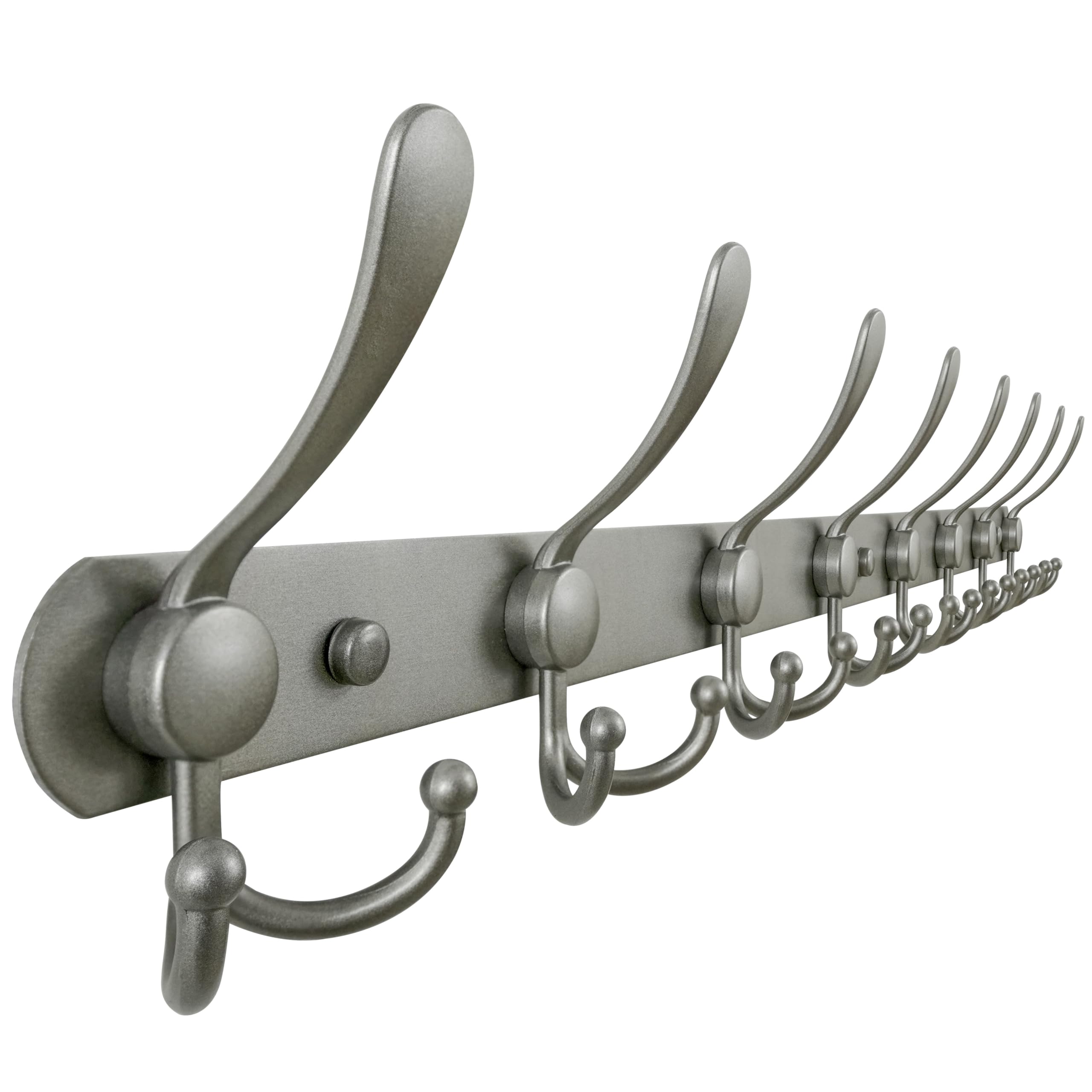 Dseap Coat Rack Wall Mounted - 5 Tri Hooks, Heavy Duty, Stainless Steel, Metal Coat Hook Rail for Coat Hat Towel Purse Robes Mudroom Bathroom Entryway (Black, 2 Packs)