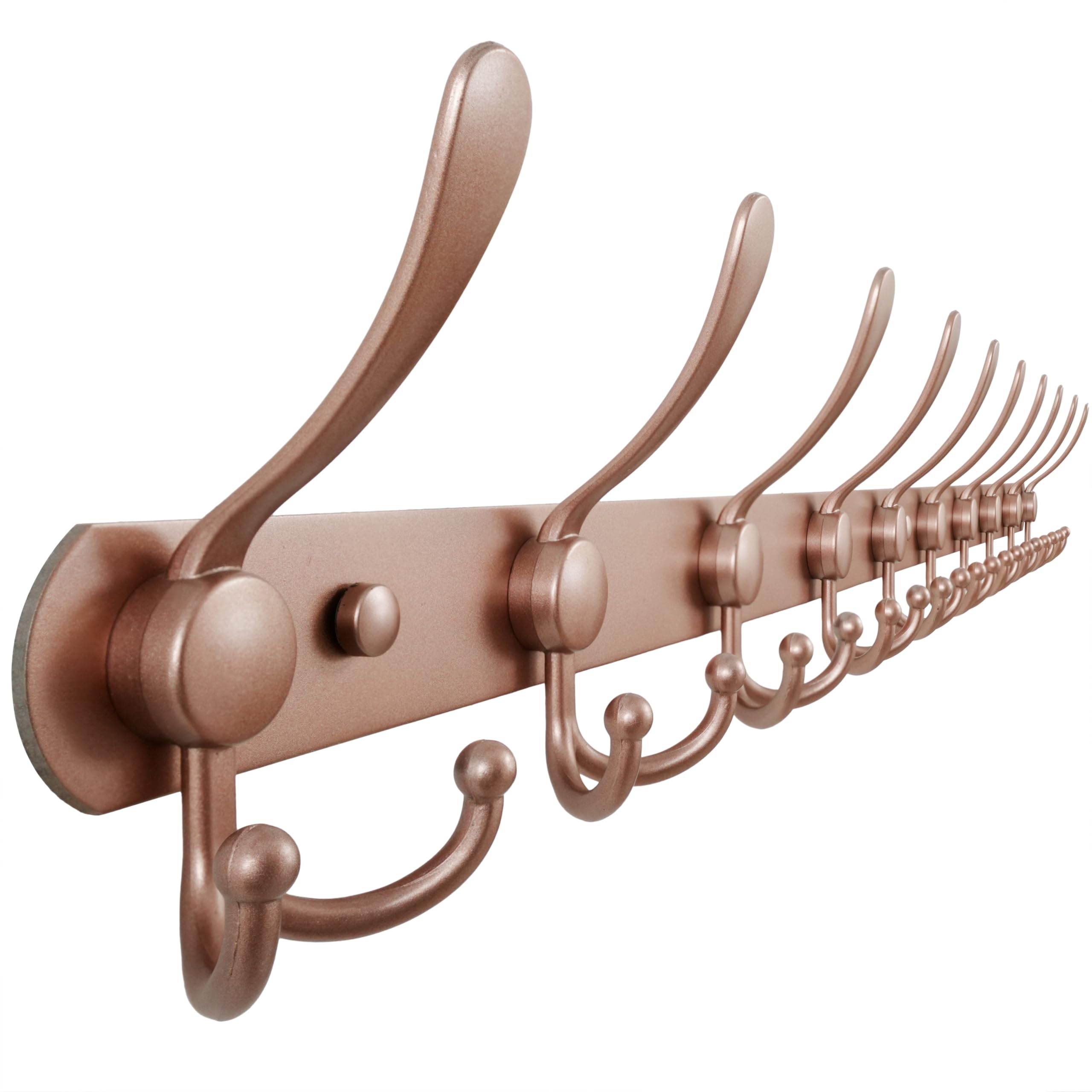 Dseap Coat Rack Wall Mounted - 5 Tri Hooks, Heavy Duty, Stainless Steel, Metal Coat Hook Rail for Coat Hat Towel Purse Robes Mudroom Bathroom Entryway (Black, 2 Packs)