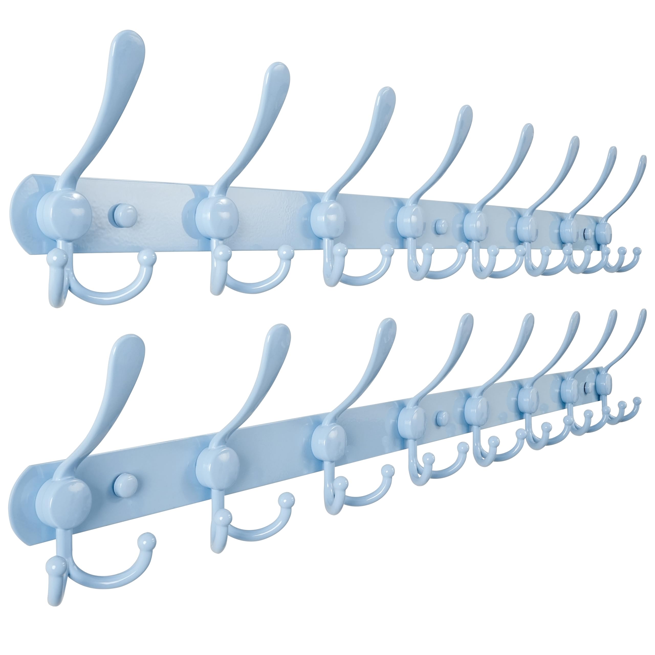 Dseap Coat Rack Wall Mounted - 5 Tri Hooks, Heavy Duty, Stainless Steel, Metal Coat Hook Rail for Coat Hat Towel Purse Robes Mudroom Bathroom Entryway (Black, 2 Packs)