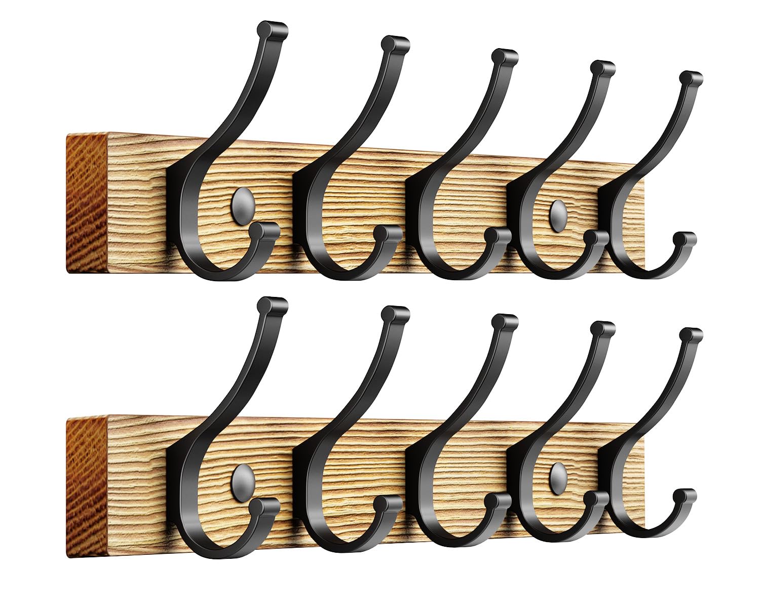 Optish Coat Rack Wall Mount, 16.5 Inches Wood Coat Hooks, Wall Hooks for Hanging, Hat Rack Bag Hanger Key Holder for Wall, Purse Hanger Towel Racks for Bathroom (1Pack, Brown)