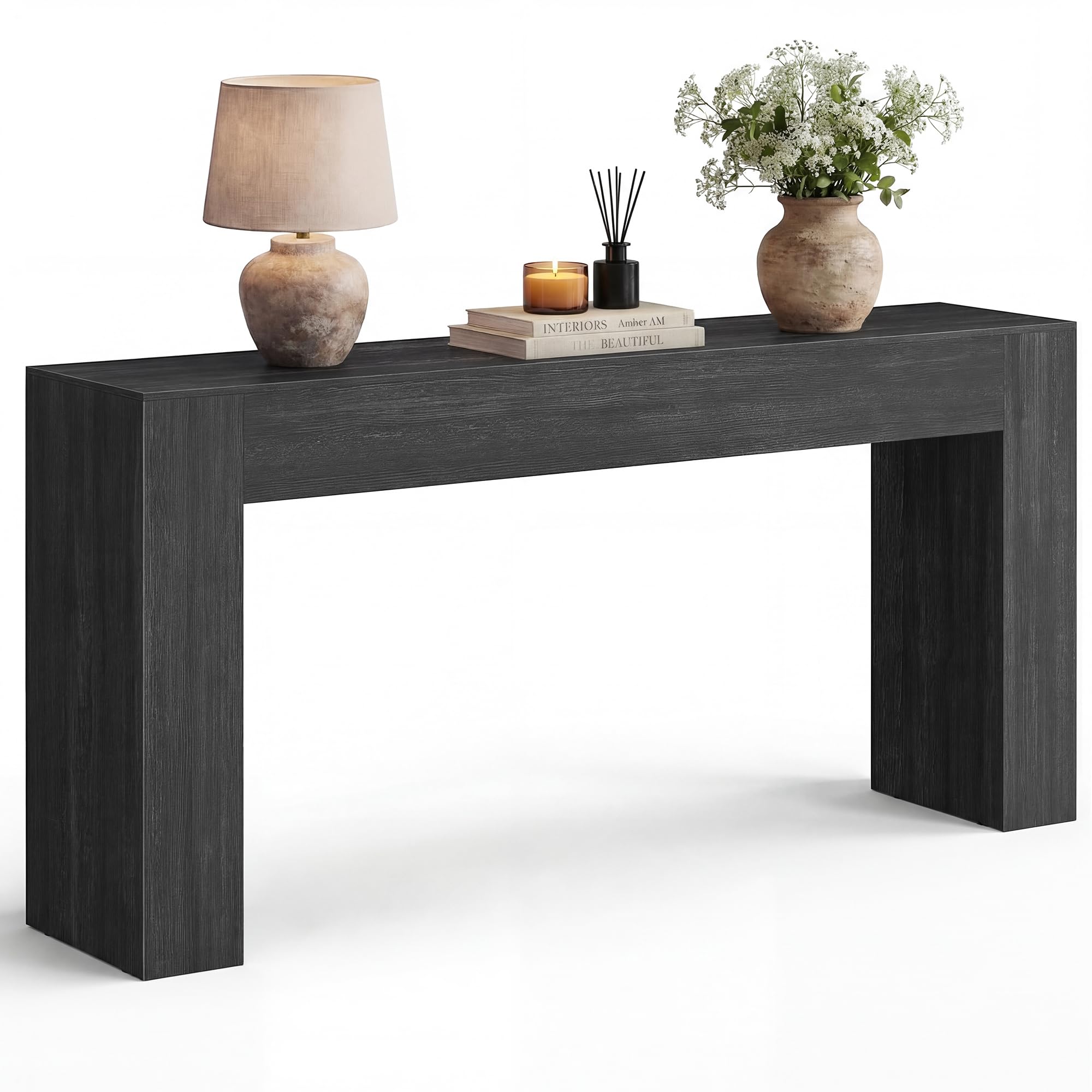 VASAGLE Entryway Table, Long Console Table, Thick Tabletop, Farmhouse Style, for Hallway, Behind the Couch, Living Room, Foyer, Easy Assembly, 11.8 x 63 x 31.5 Inches, Honey Brown ULNT147KB01S
