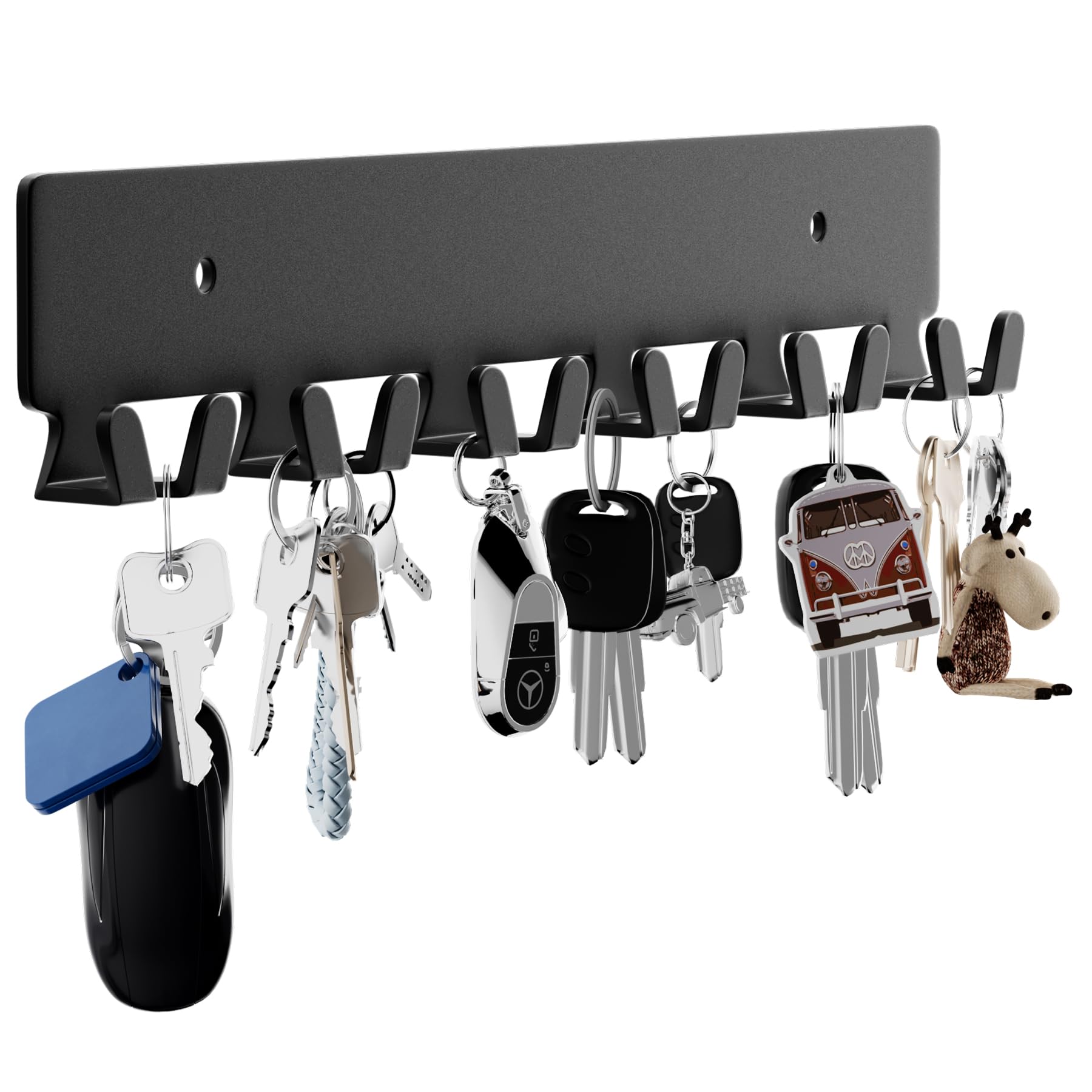 GTK Key Holder for Wall, Key Hooks with 6 Hooks, Wall Mounted Key Holder for Hallway, Self Adhesive Key Rack(Black)