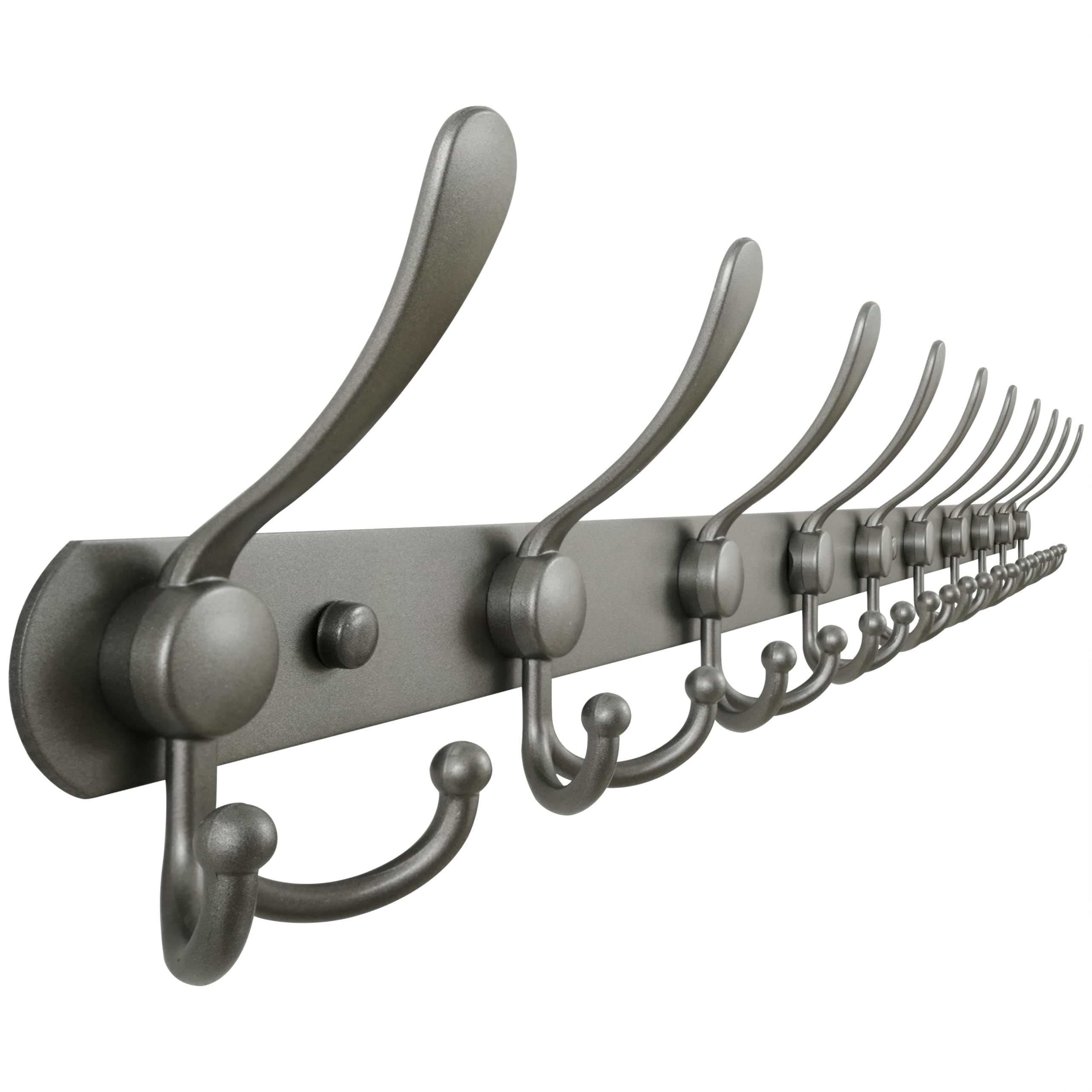 Dseap Coat Rack Wall Mounted - 5 Tri Hooks, Heavy Duty, Stainless Steel, Metal Coat Hook Rail for Coat Hat Towel Purse Robes Mudroom Bathroom Entryway (Black, 2 Packs)