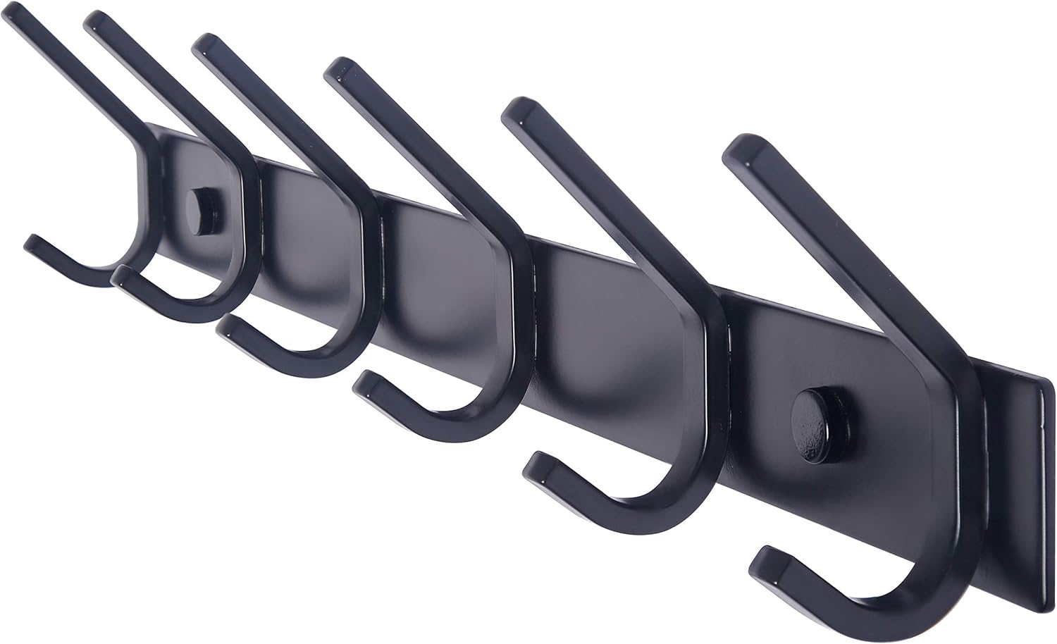 WEBI Coat Rack Wall Mounted,17-1/8 Inch Hooks for Hanging Coats,Heavy Duty Metal Hook Rail with 6 Double Dual Hooks Hanger Wall Mount for Purse Clothes Jacket Backpack Entryway,Black