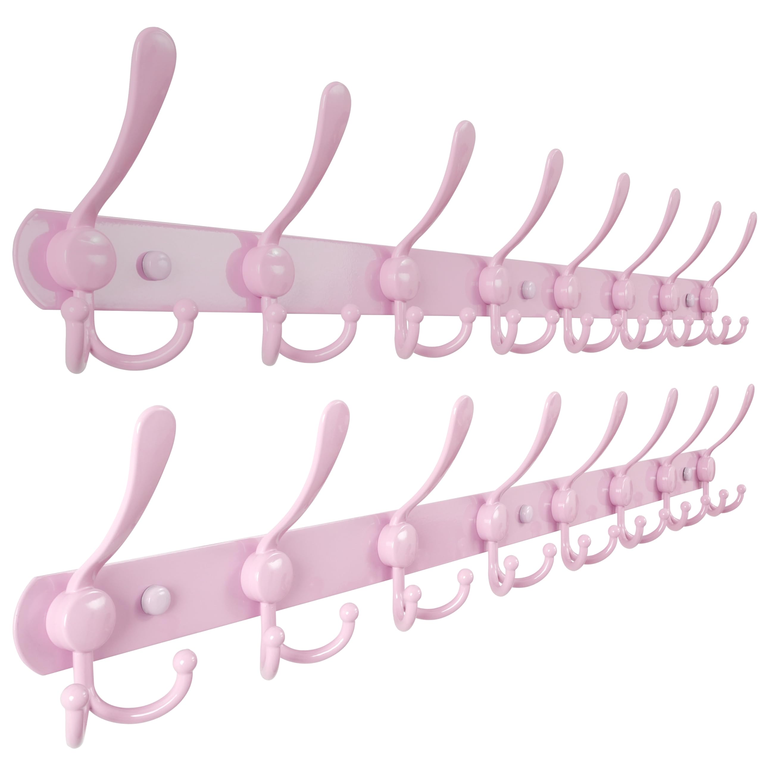 Dseap Coat Rack Wall Mounted - 5 Tri Hooks, Heavy Duty, Stainless Steel, Metal Coat Hook Rail for Coat Hat Towel Purse Robes Mudroom Bathroom Entryway (Black, 2 Packs)