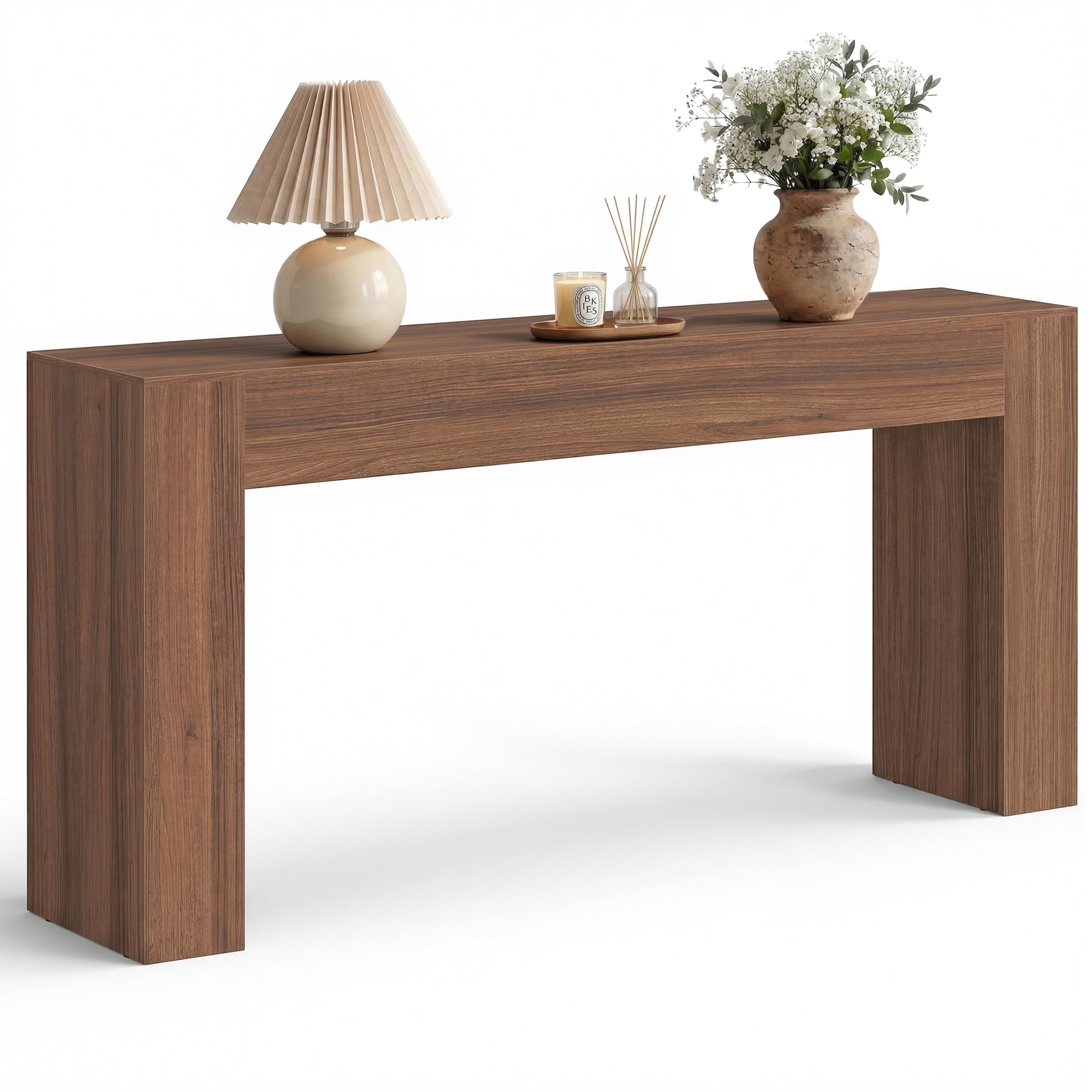 VASAGLE Entryway Table, Long Console Table, Thick Tabletop, Farmhouse Style, for Hallway, Behind the Couch, Living Room, Foyer, Easy Assembly, 11.8 x 63 x 31.5 Inches, Honey Brown ULNT147KB01S