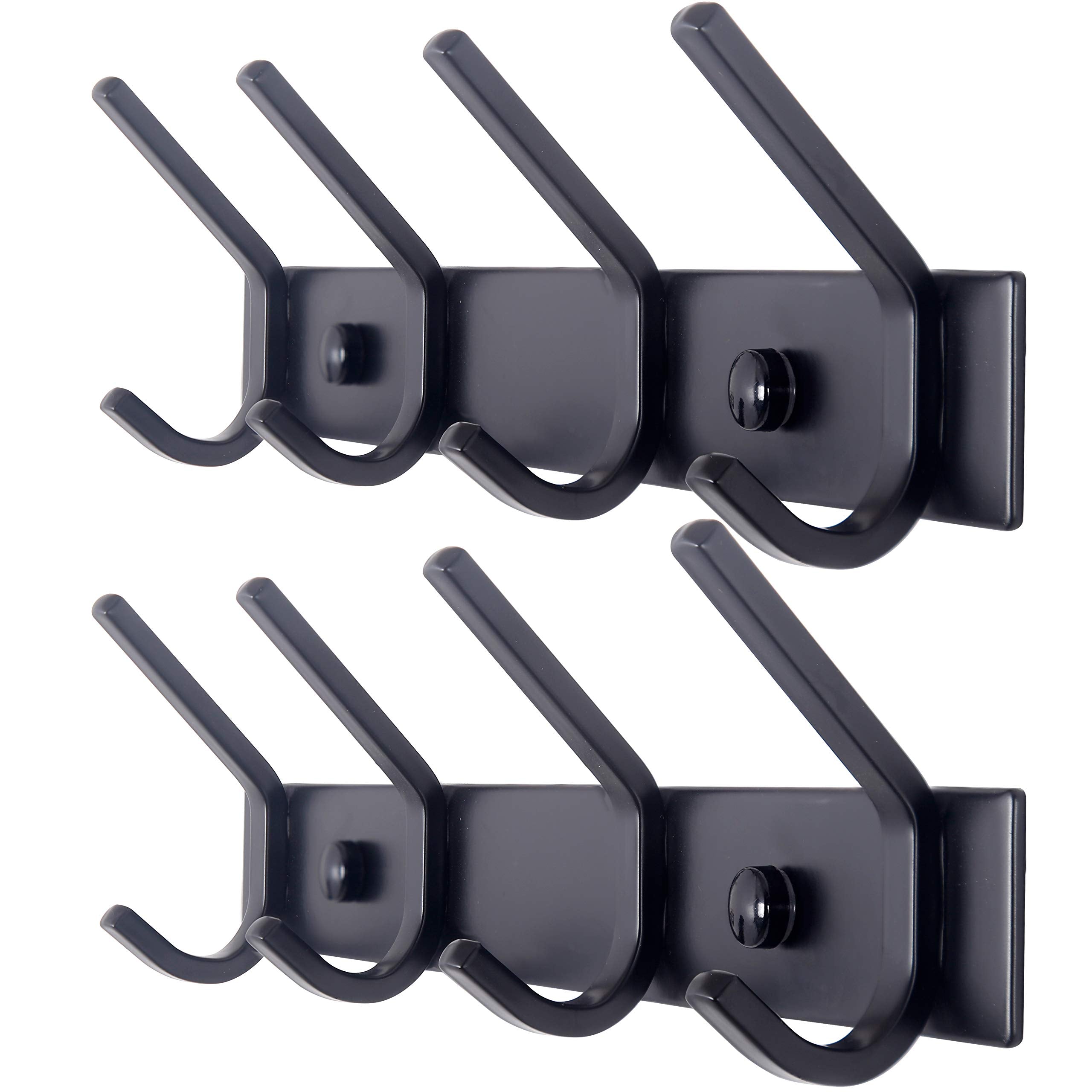 WEBI Coat Rack Wall Mounted,17-1/8 Inch Hooks for Hanging Coats,Heavy Duty Metal Hook Rail with 6 Double Dual Hooks Hanger Wall Mount for Purse Clothes Jacket Backpack Entryway,Black