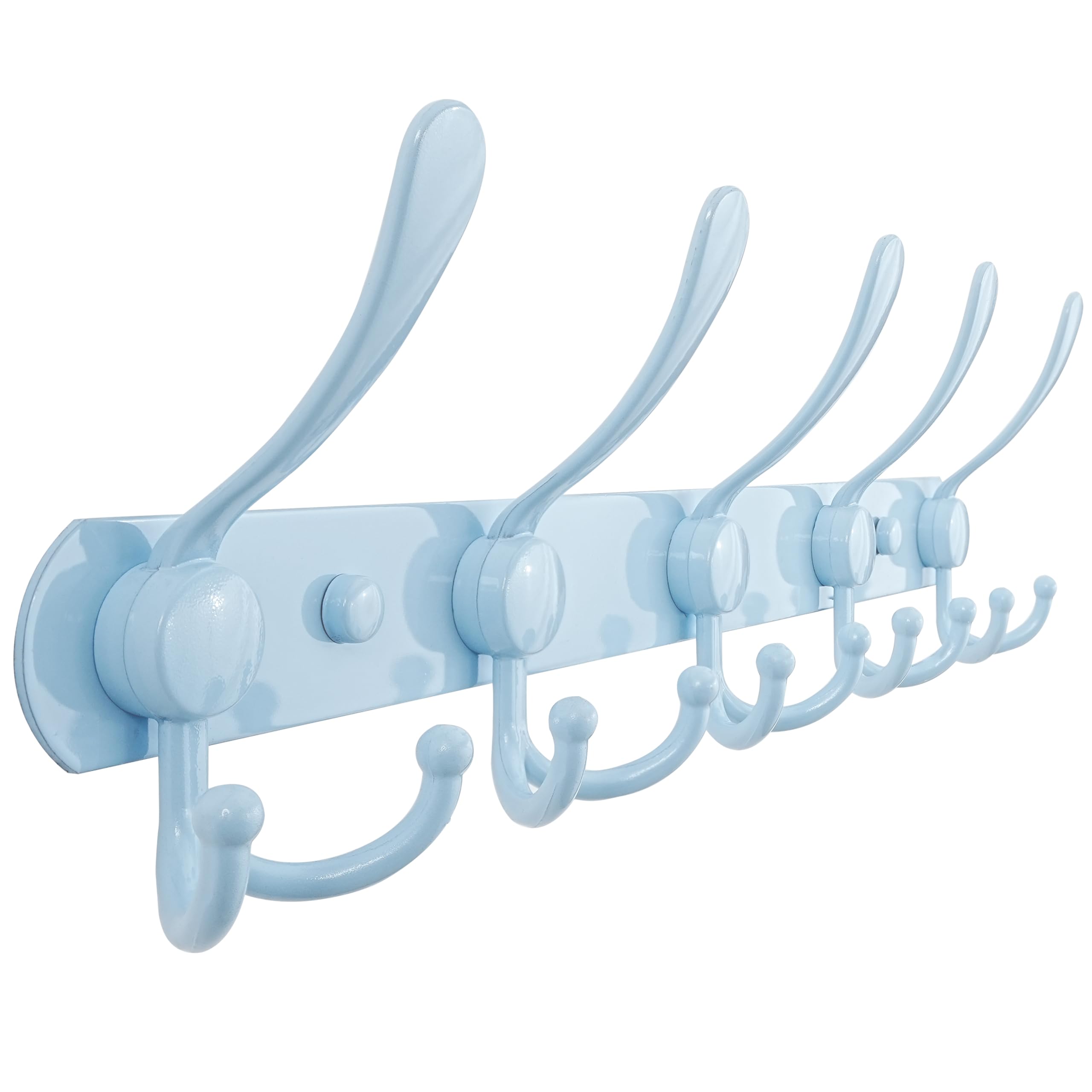 Dseap Coat Rack Wall Mounted - 5 Tri Hooks, Heavy Duty, Stainless Steel, Metal Coat Hook Rail for Coat Hat Towel Purse Robes Mudroom Bathroom Entryway (Black, 2 Packs)