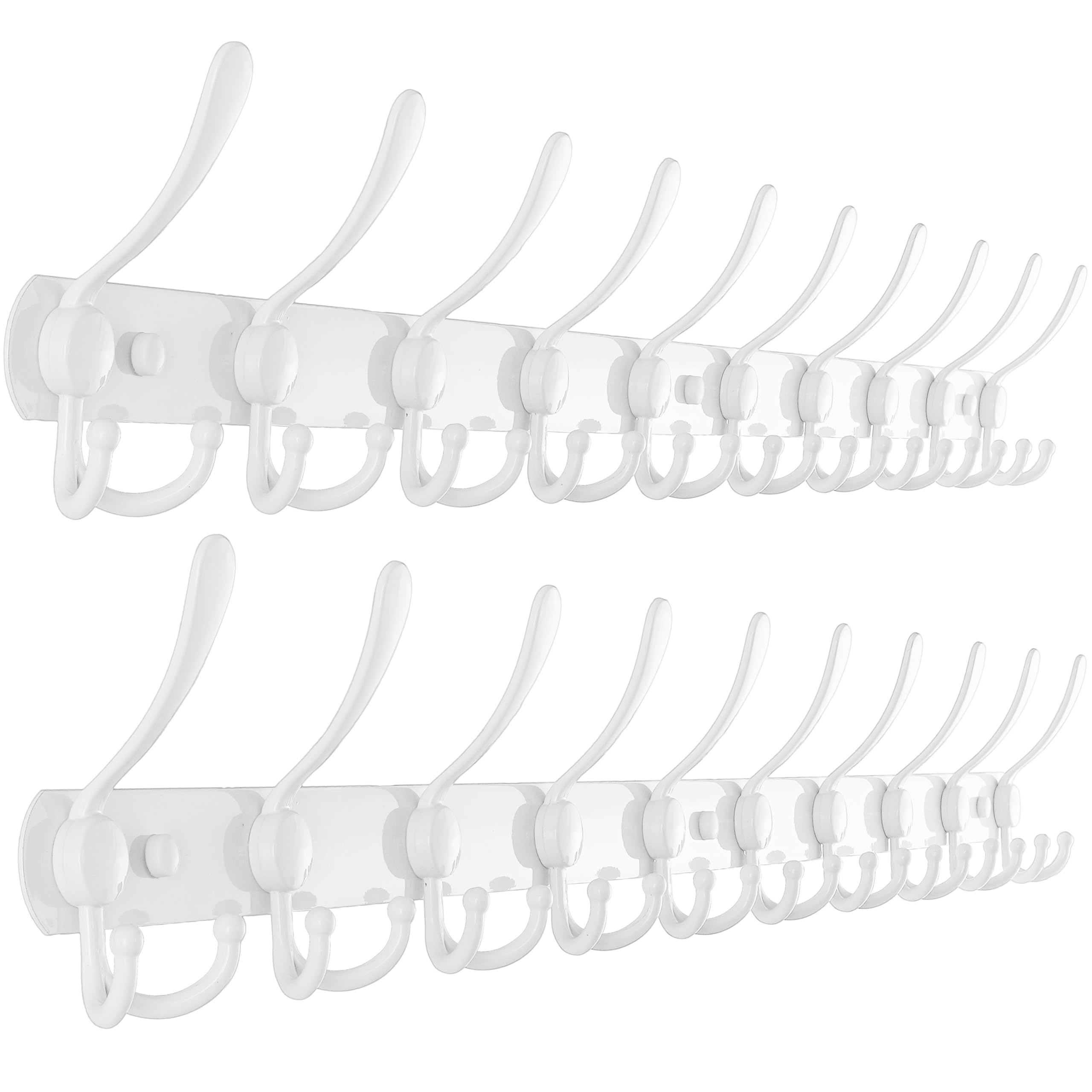 Dseap Coat Rack Wall Mounted - 5 Tri Hooks, Heavy Duty, Stainless Steel, Metal Coat Hook Rail for Coat Hat Towel Purse Robes Mudroom Bathroom Entryway (Black, 2 Packs)