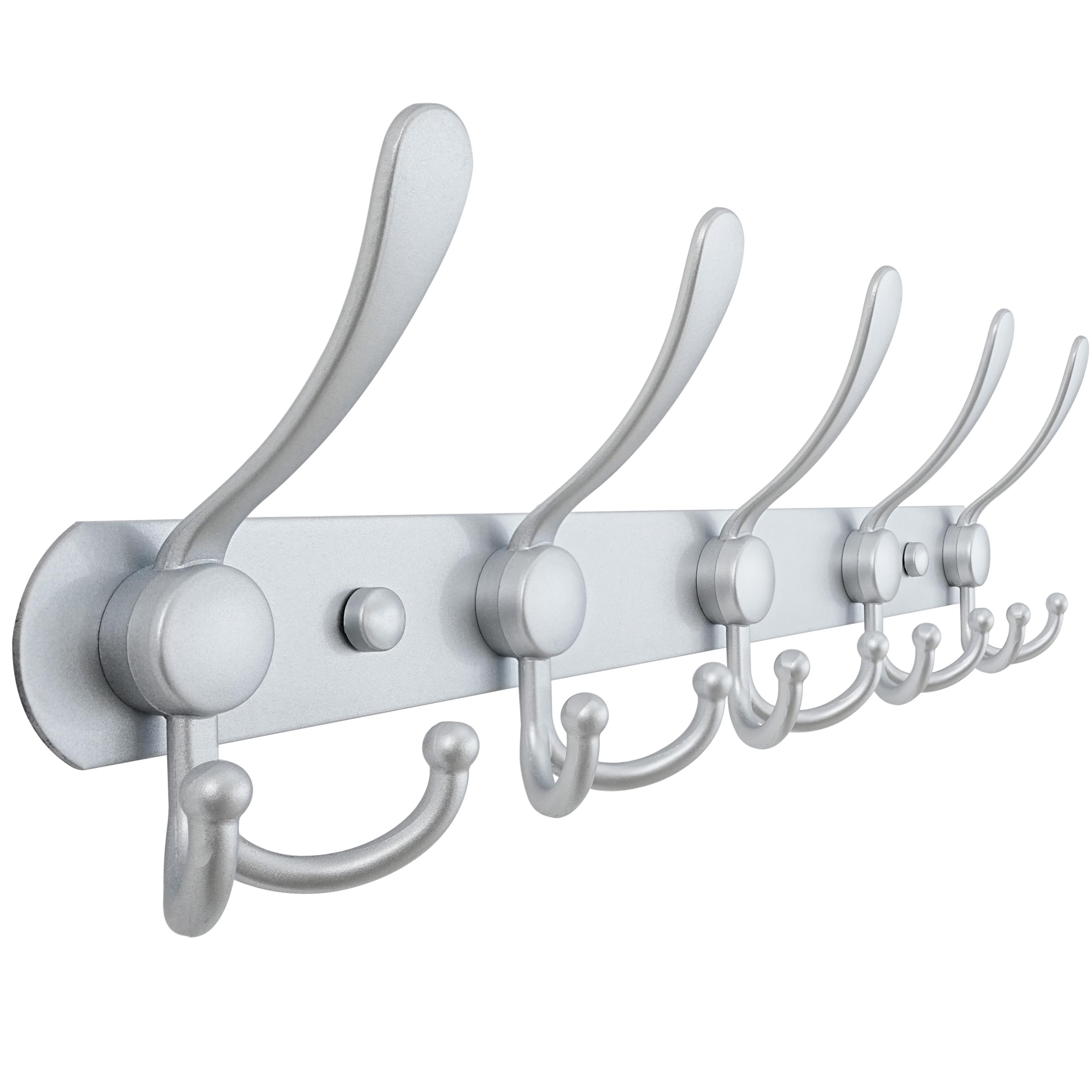 Dseap Coat Rack Wall Mounted - 5 Tri Hooks, Heavy Duty, Stainless Steel, Metal Coat Hook Rail for Coat Hat Towel Purse Robes Mudroom Bathroom Entryway (Black, 2 Packs)