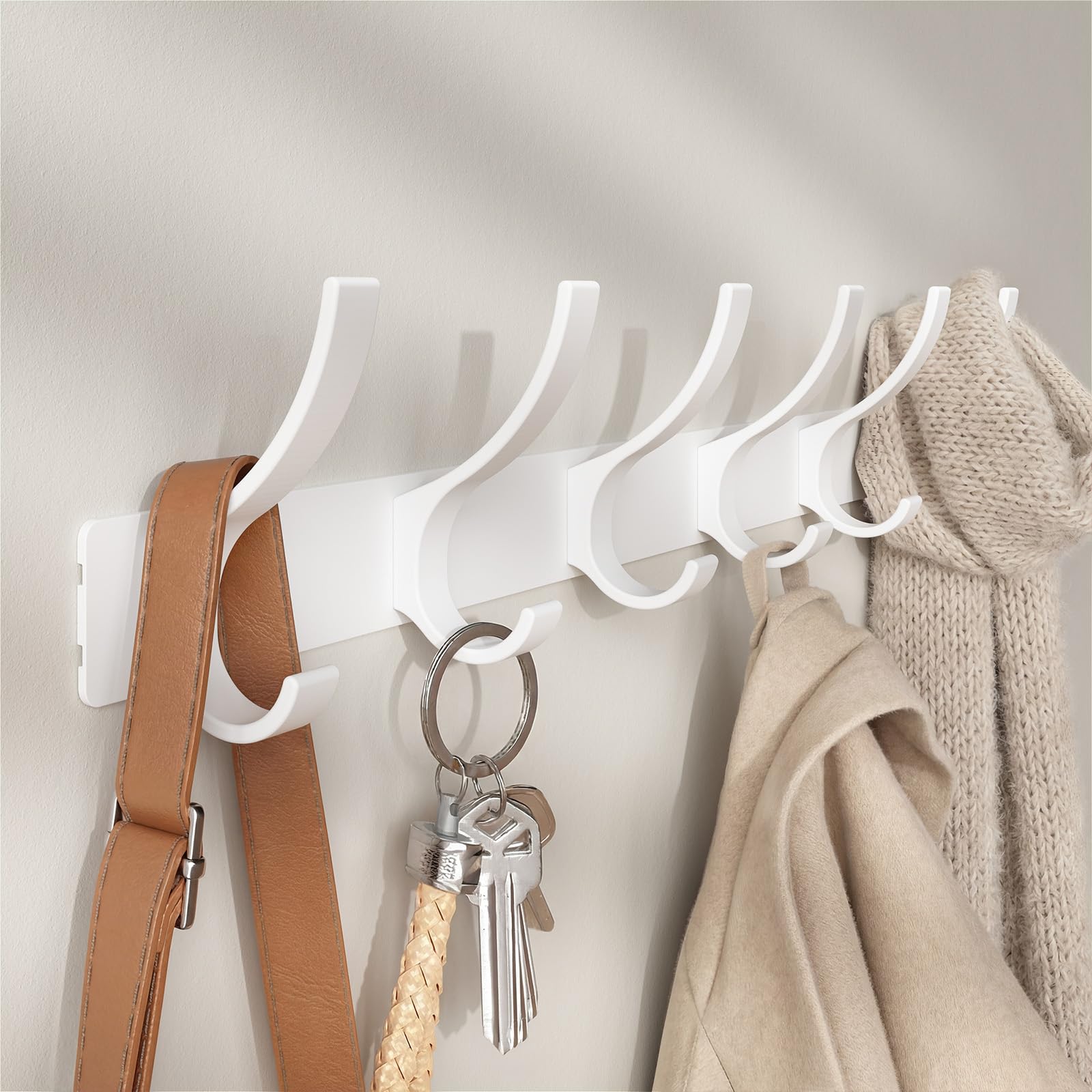 Optish Coat Rack Wall Mount, Wall Hooks for Hanging, Entry Coat Hooks Coat Hanger, Hat Rack Holder for Wall, Key Holder Purse Racks, Towel Rack for Bathrooms (2 Pack, Black)