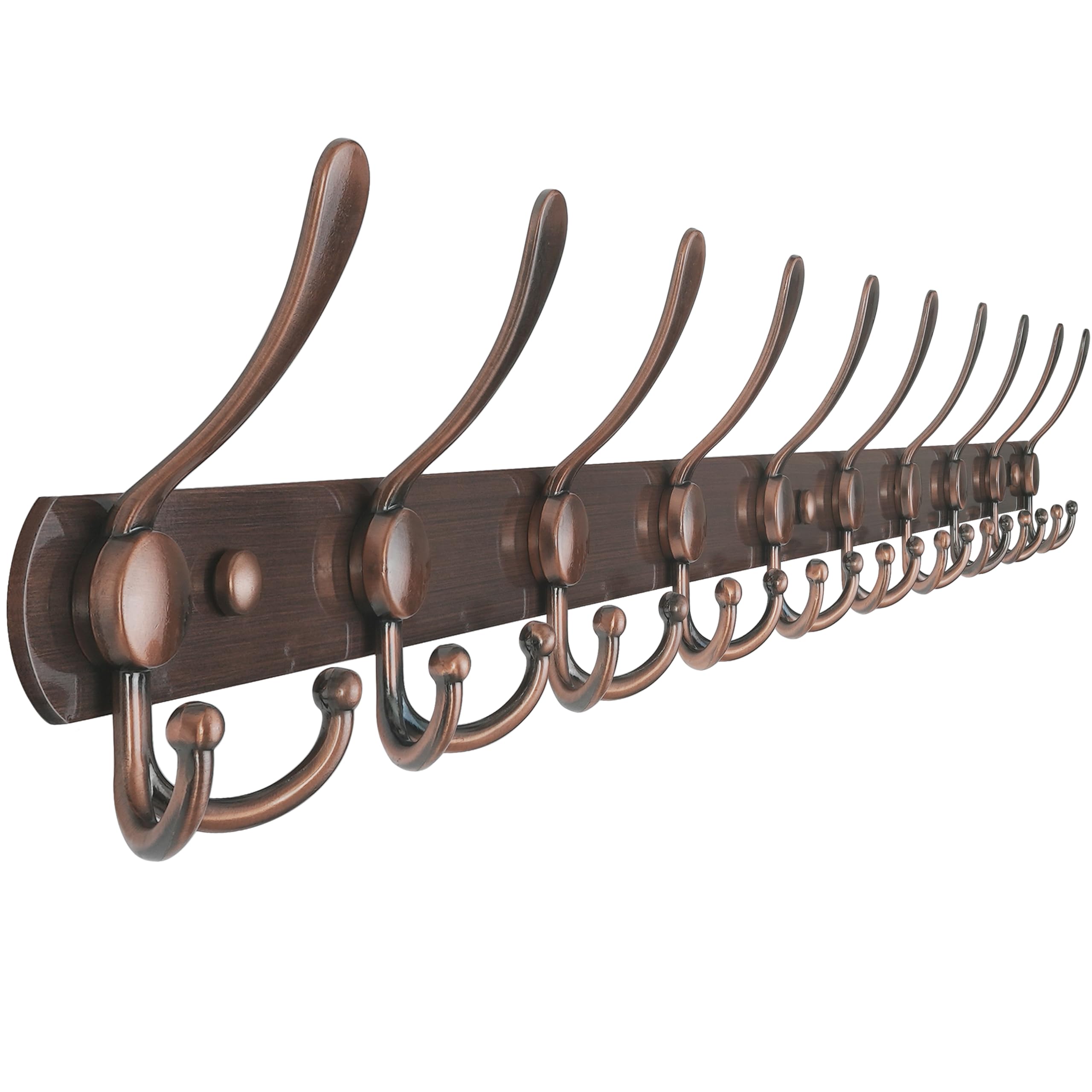 Dseap Coat Rack Wall Mounted - 5 Tri Hooks, Heavy Duty, Stainless Steel, Metal Coat Hook Rail for Coat Hat Towel Purse Robes Mudroom Bathroom Entryway (Black, 2 Packs)